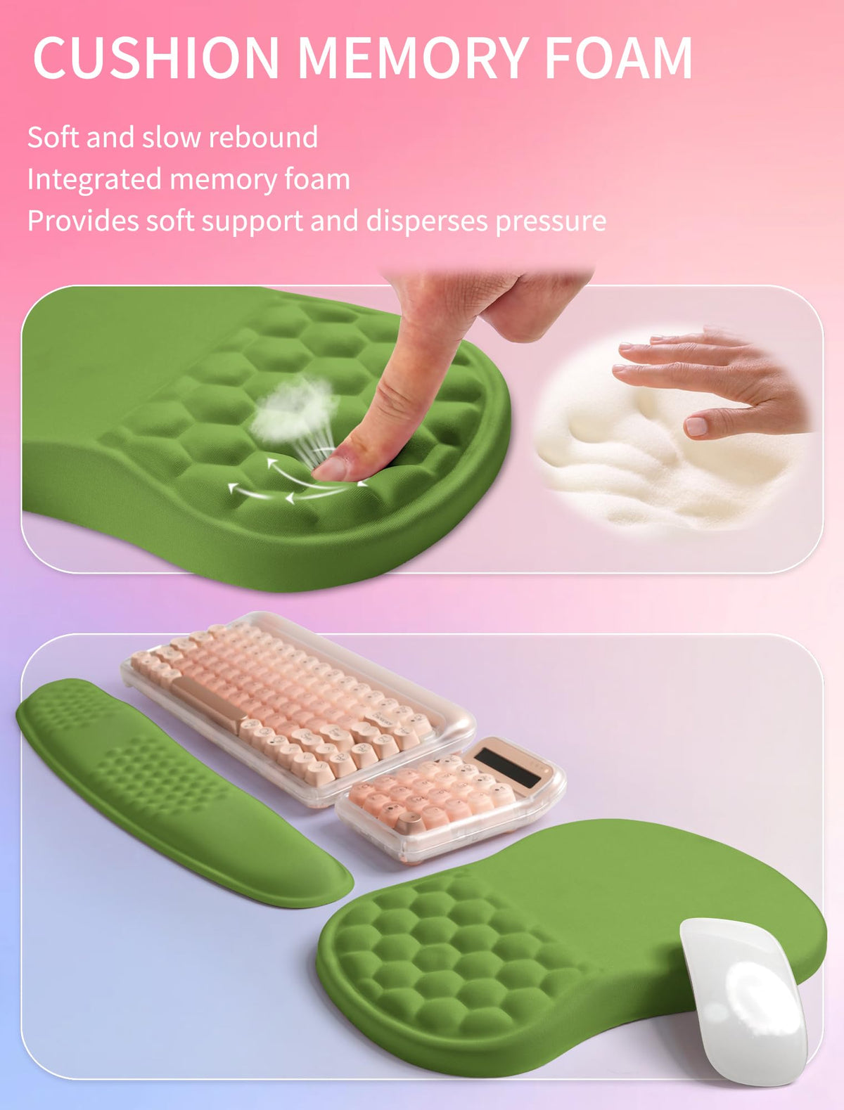 Hokafenle 2in1 Combination, Wave Keyboard Wrist Rest and Ergonomic Curvature Mouse Pad Wrist