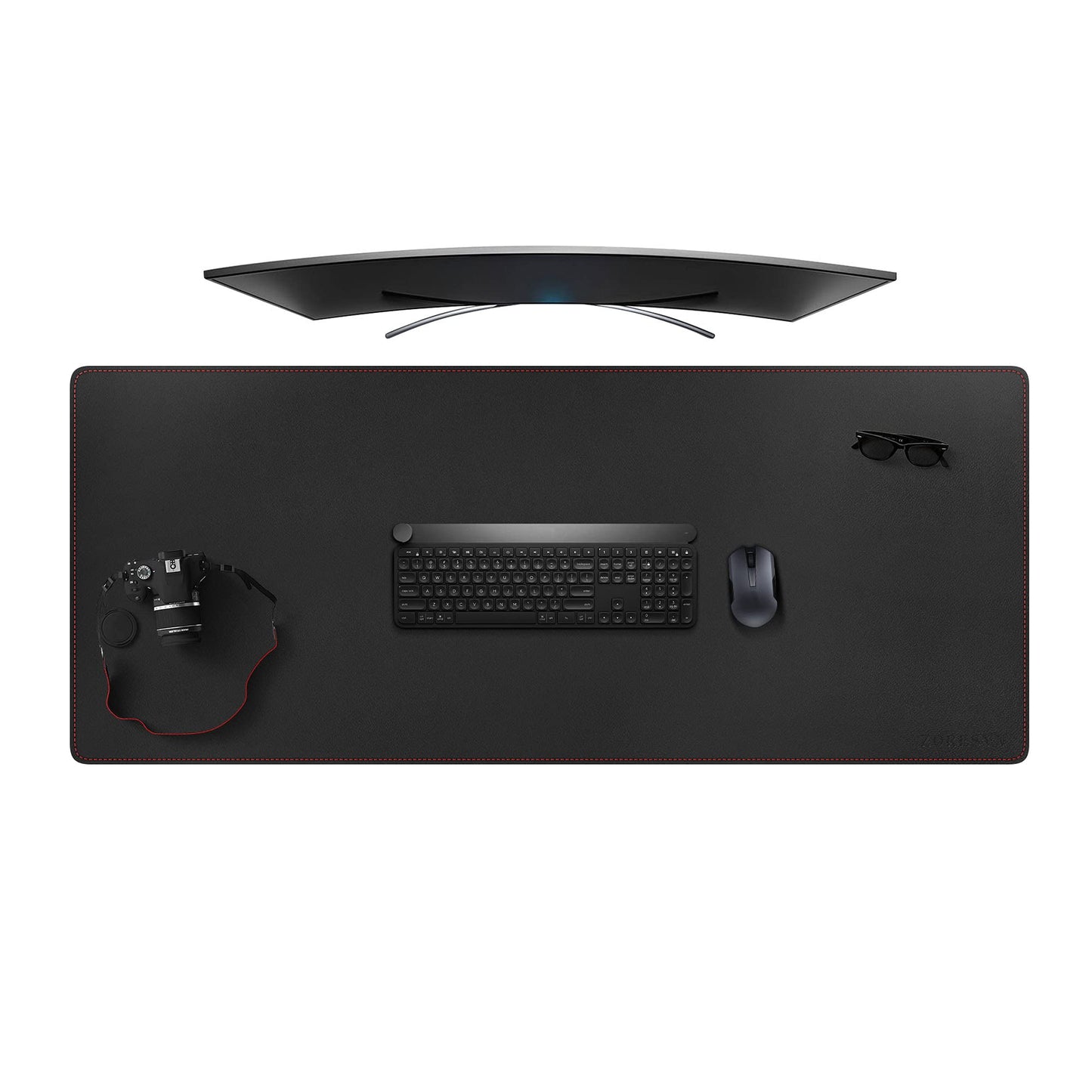 ZORESYN XL Large PU Leather Mouse Pad, Black, 55" x 24"