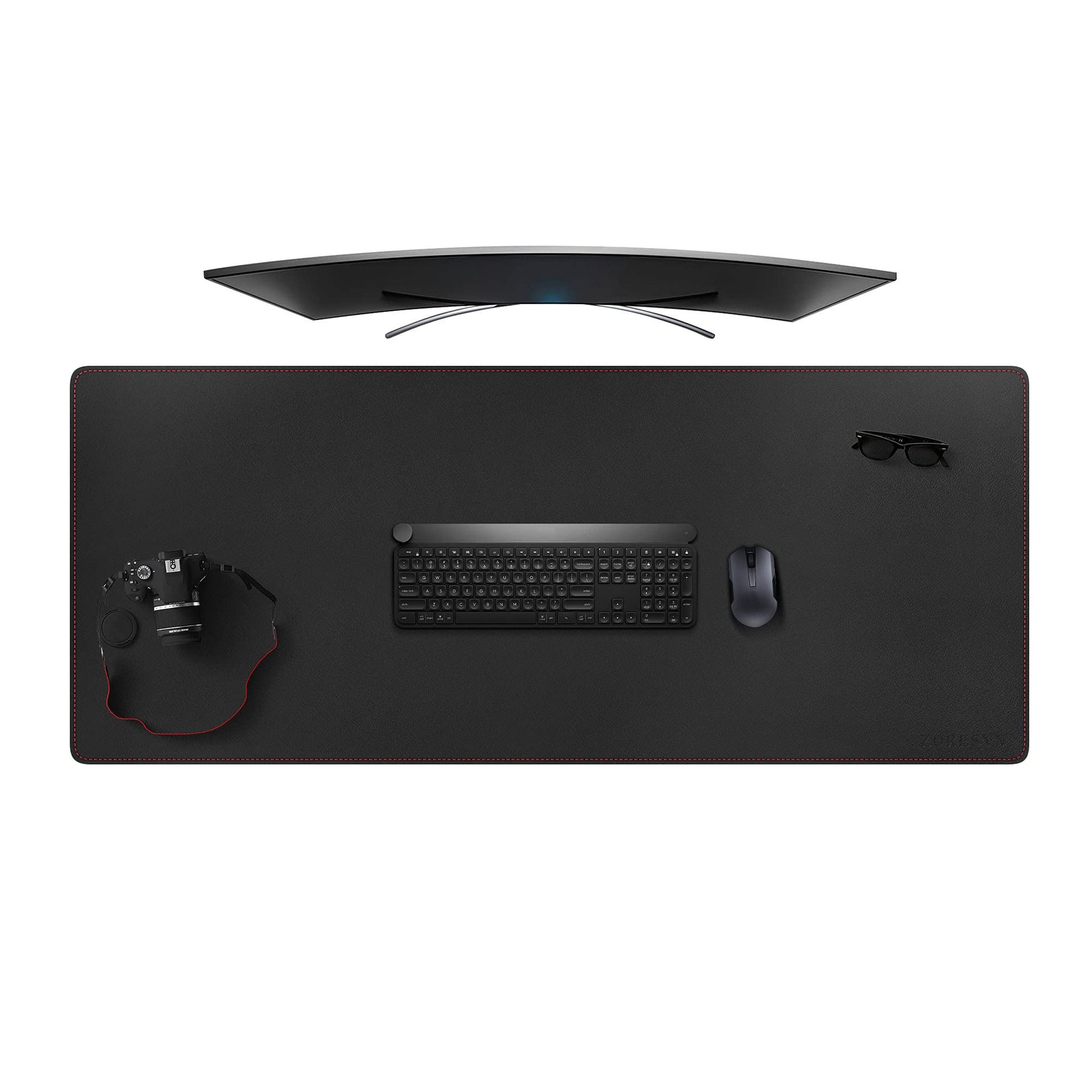ZORESYN XL Large PU Leather Mouse Pad, Black, 55" x 24"