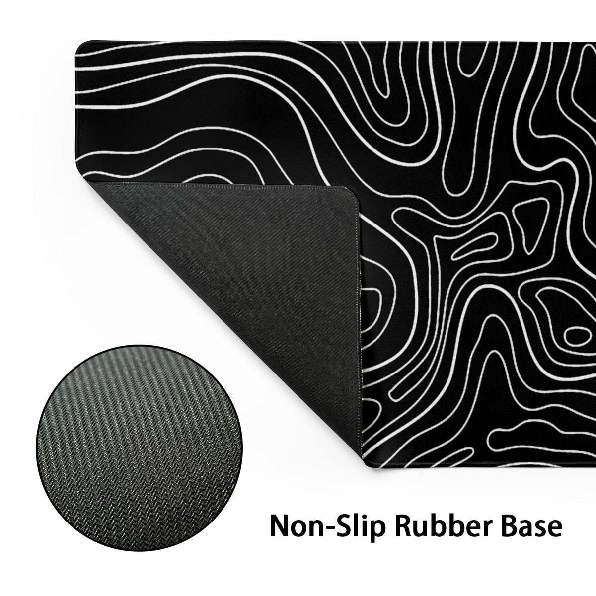 Kawani Topographic Contour Gaming Mouse Pad XL,Large Black Mouse Mat Desk Pad 31.5/inch x