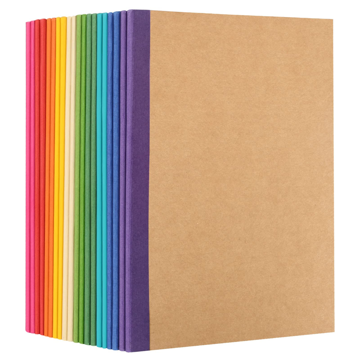 EOOUT 20 Pack A5 Kraft Notebooks, Lined Journal Bulk with Rainbow Spine, 10 Colors, 60 Pages Soft