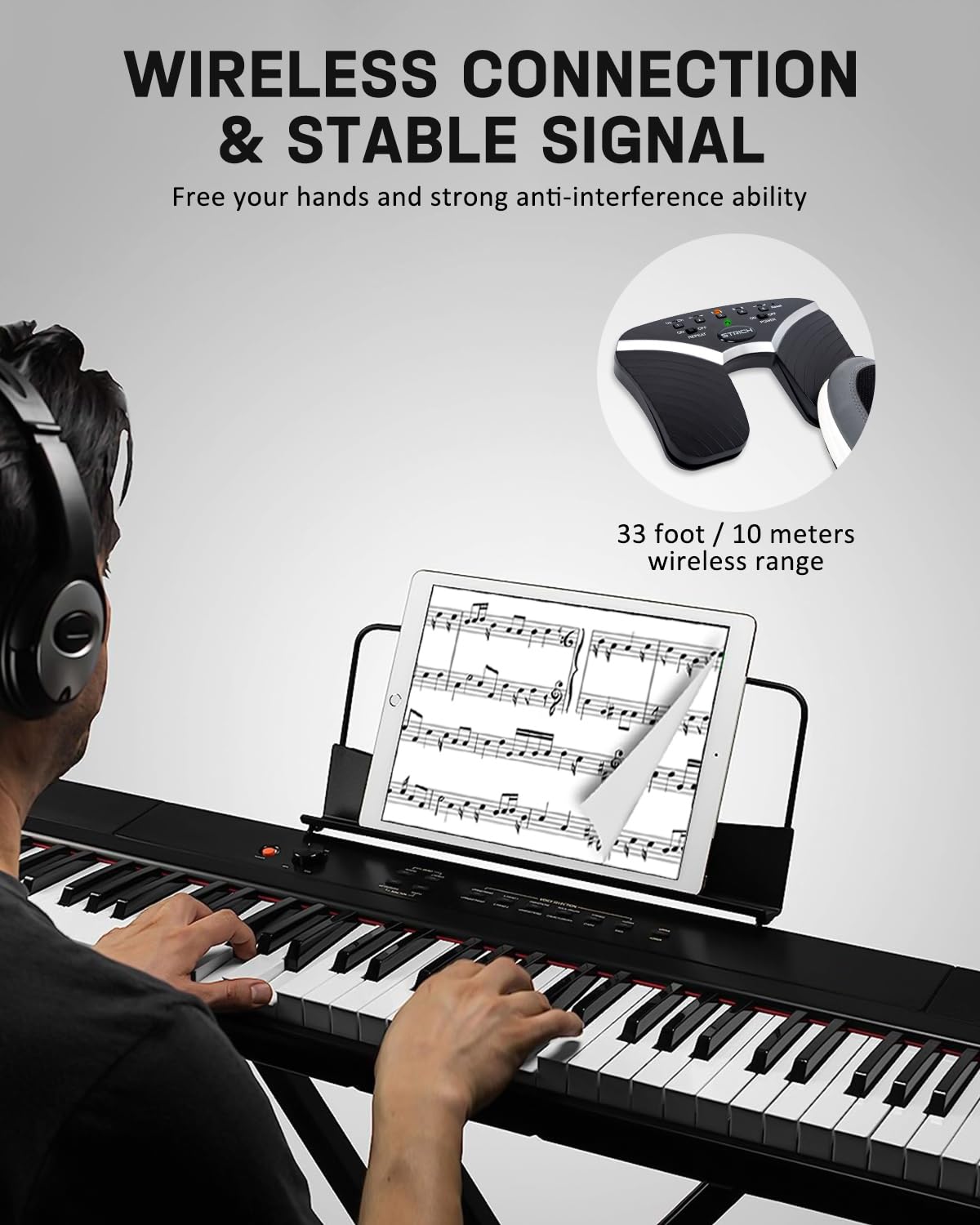 STRICH Wireless Page Turner Pedal for iPad, Rechargeable Foot Pedal, SPT-20