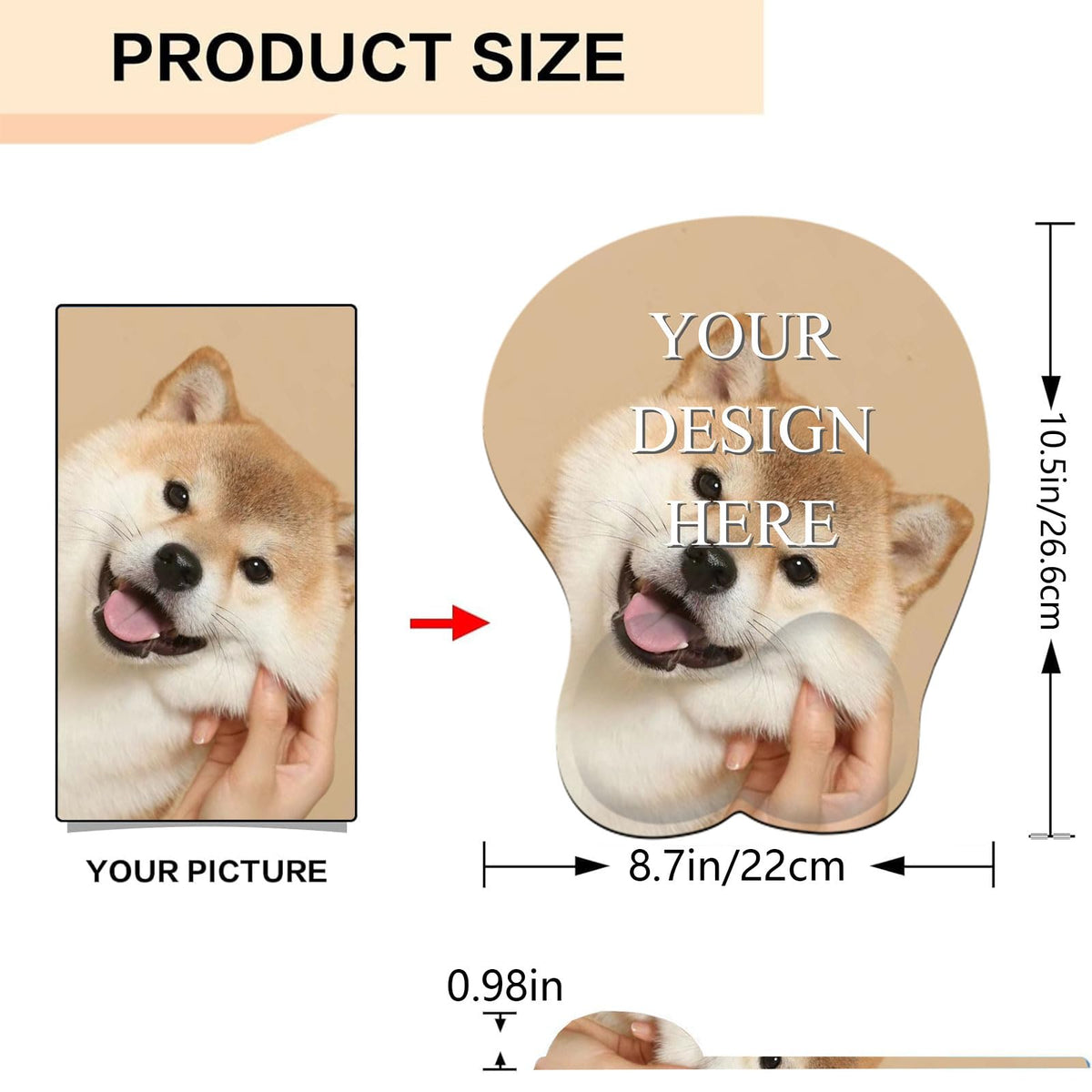 Custom Mouse Pad with Wrist Support，Ergonomic Personalized Mousepad,Add Personalized Photo & Text