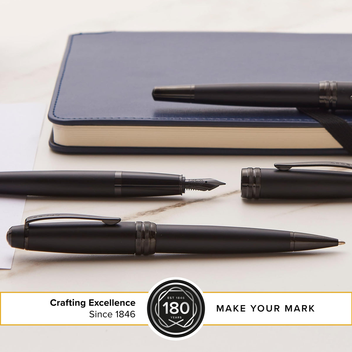 Cross Bailey Matte Black Lacquer Ballpoint Pen, Medium Point, Black Ink