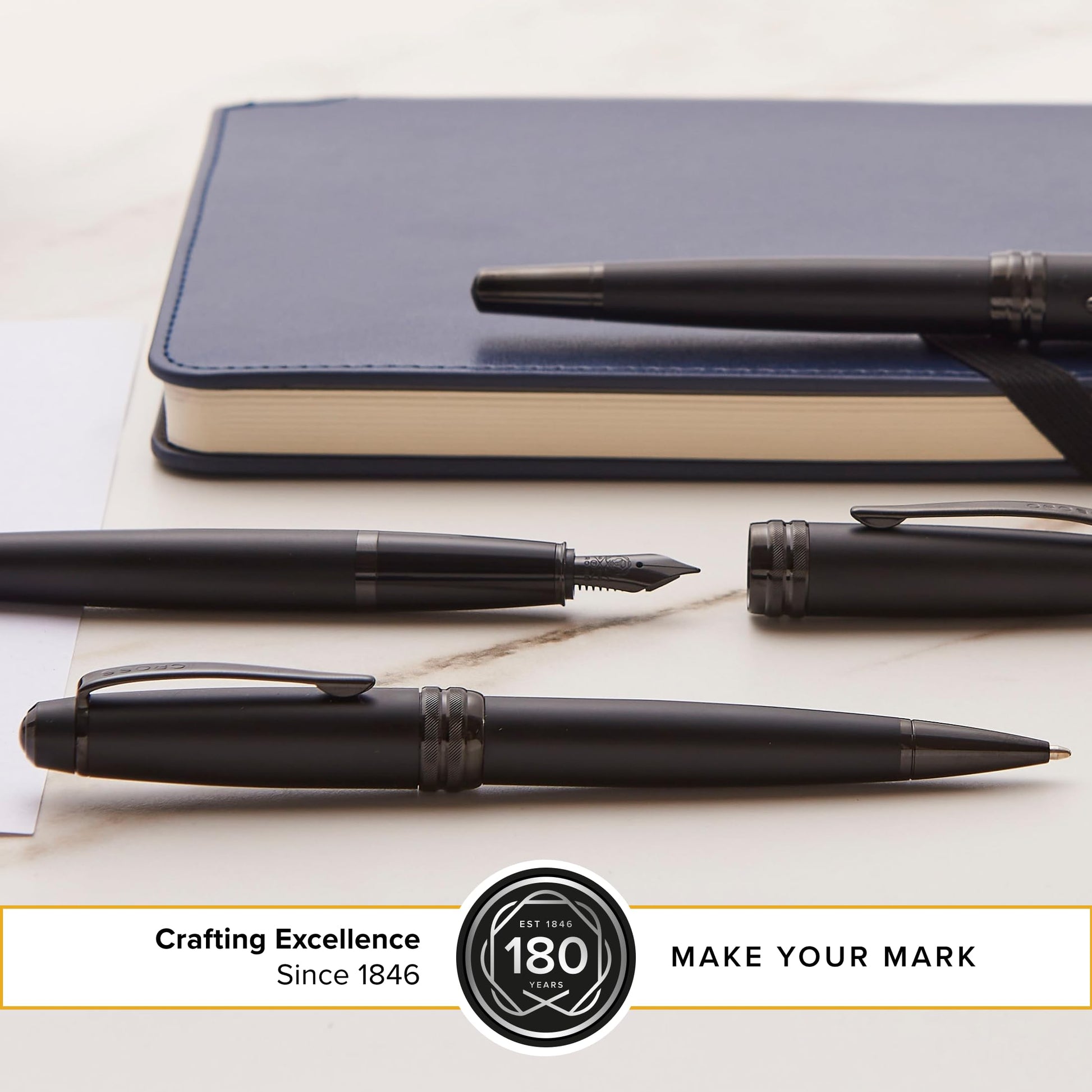 Cross Bailey Matte Black Lacquer Ballpoint Pen, Medium Point, Black Ink