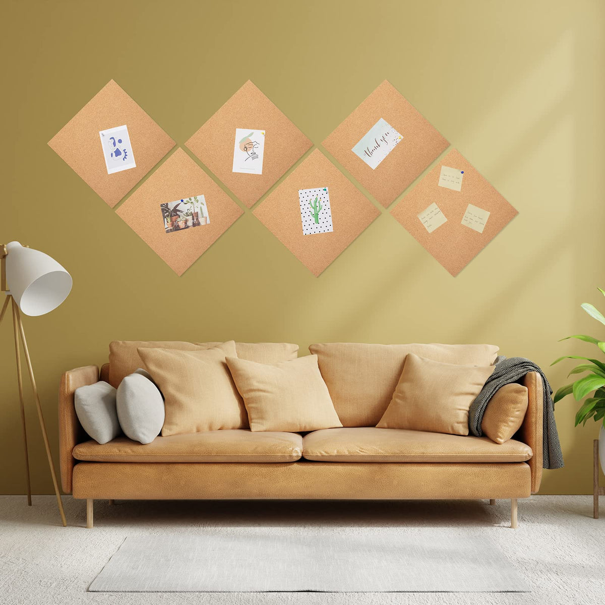 GARDYUE 6 Pack Cork Bulletin Board 12 x 12 Inch - 1/2" Thick Cork Board Tiles,Self-Adhesive