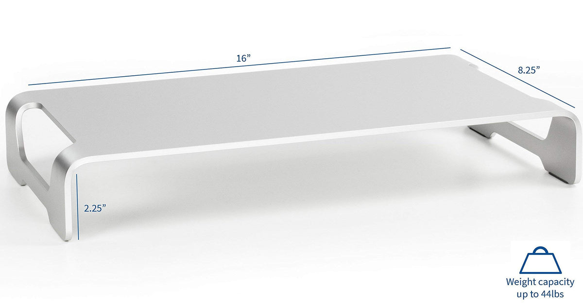 VIVO Silver Aluminum 16 inch Wide Monitor Riser, Ergonomic Desktop Stand, Modern Tabletop Organizer