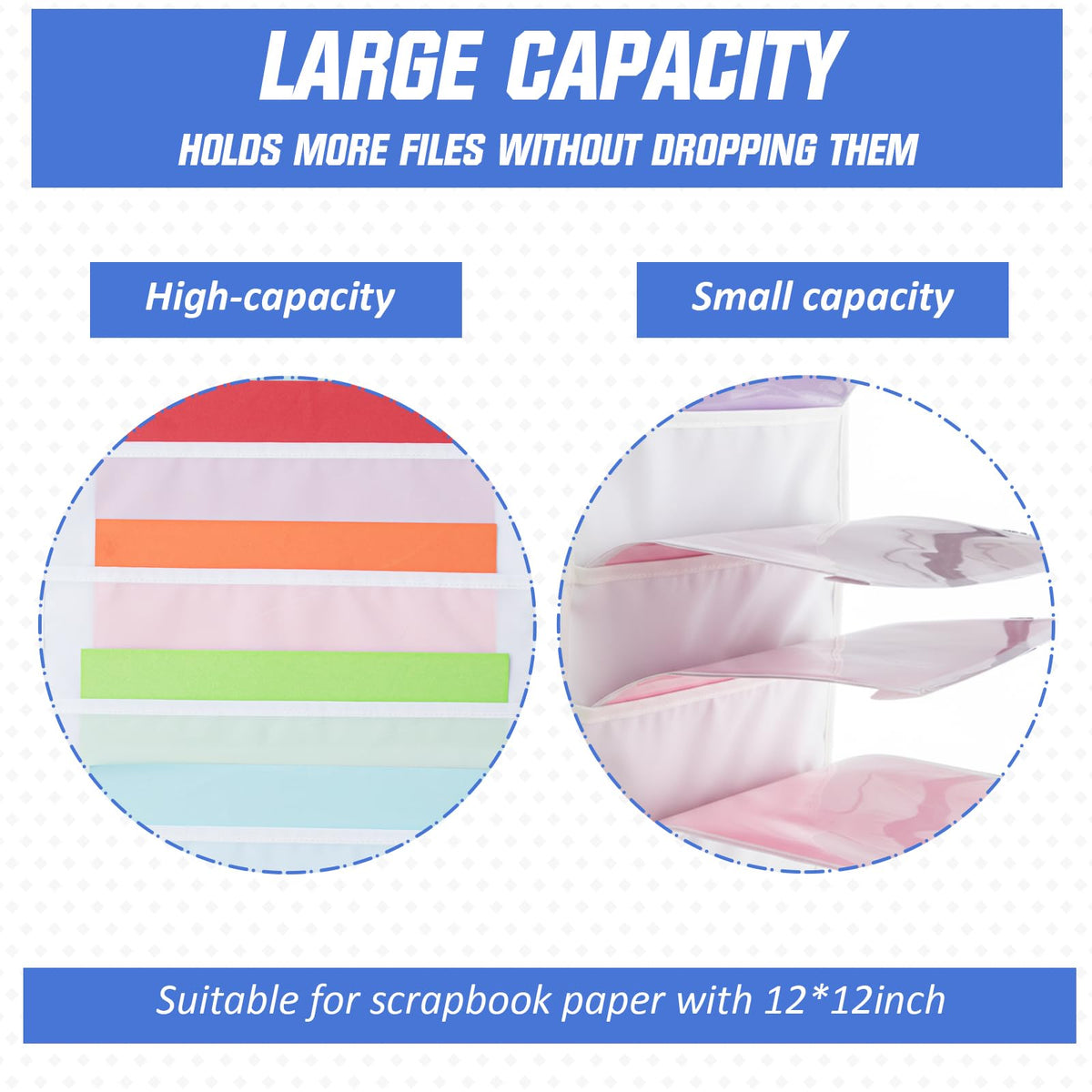 Henoyso 2 Pcs Hanging Wall File Storage 10 Pocket Paper Organizer, White