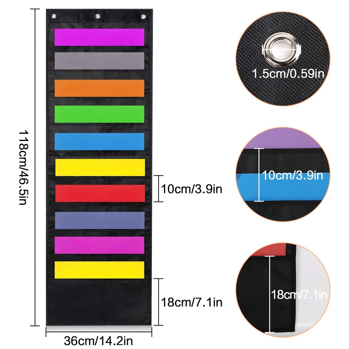 ABC life Hanging Wall File Organizer, 2 Packs, 10 Pocket Office, Home, Classroom, 6 Removable Poly