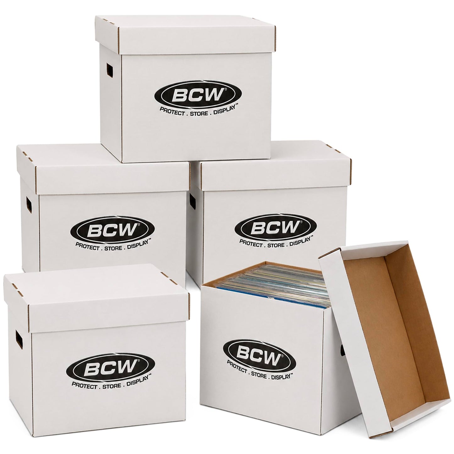 BCW 33 RPM Vinyl Record Storage Boxes, Holds 65 12-Inch LPs Each, 5 Pack