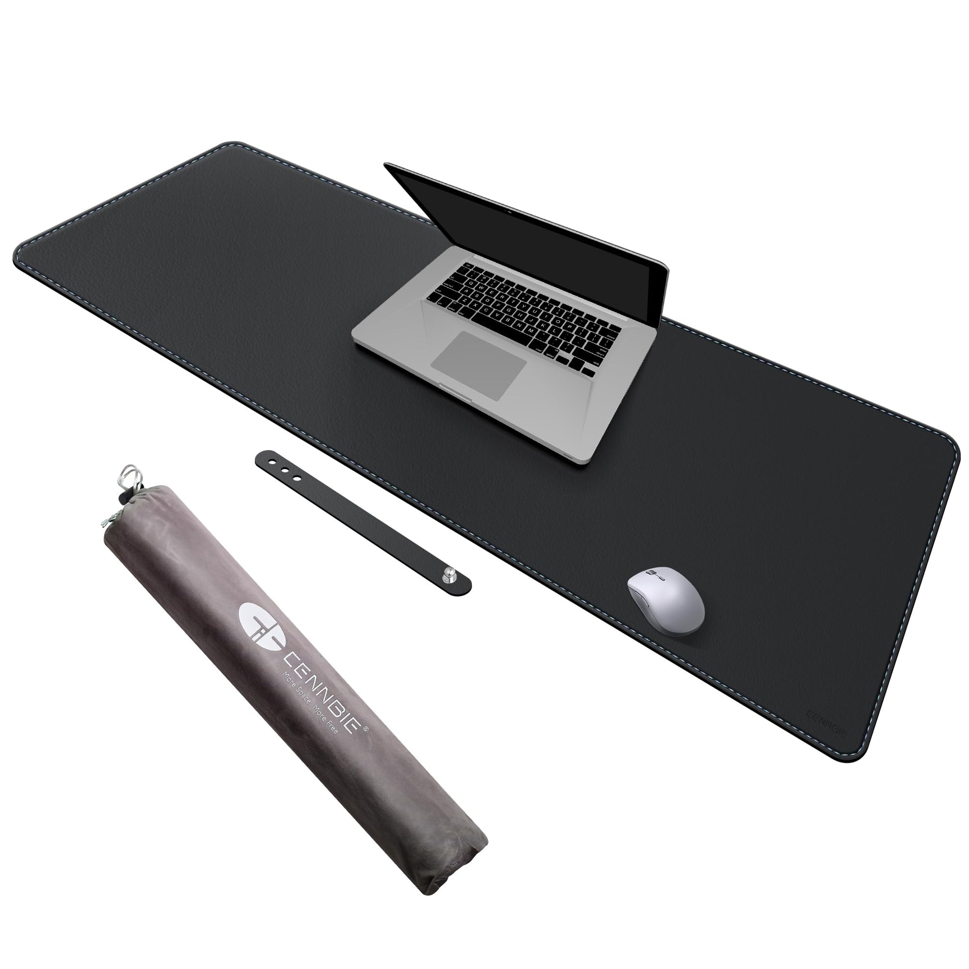 CENNBIE Leather Desk Mat - 43.6" x 16" Oversized Mouse Pad, Black