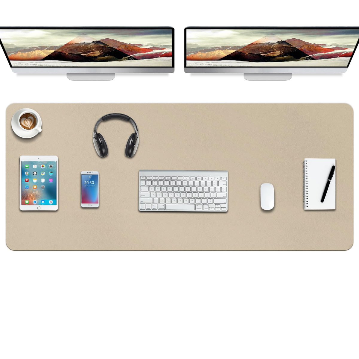 Boutilon Leather Desk Pad Protector,Non-Slip Mouse Pad,Laptop Desk Pad,Office Mouse Mat,Waterproof