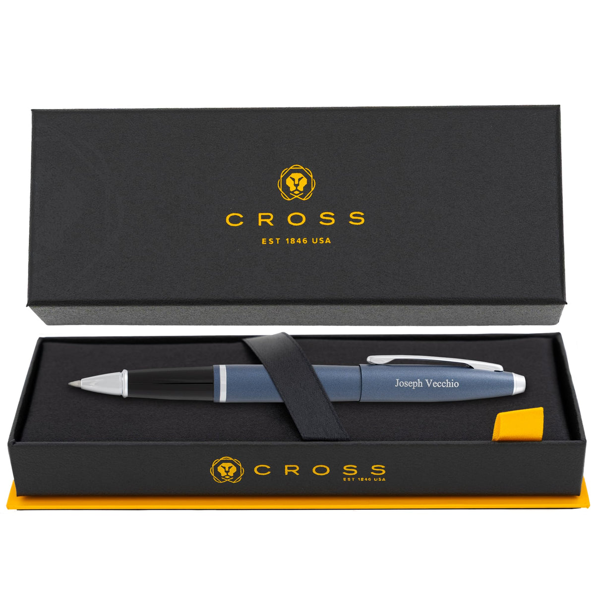 Cross Calais Personalized Rollerball Pen, Matte Midnight Blue, Chrome Trim