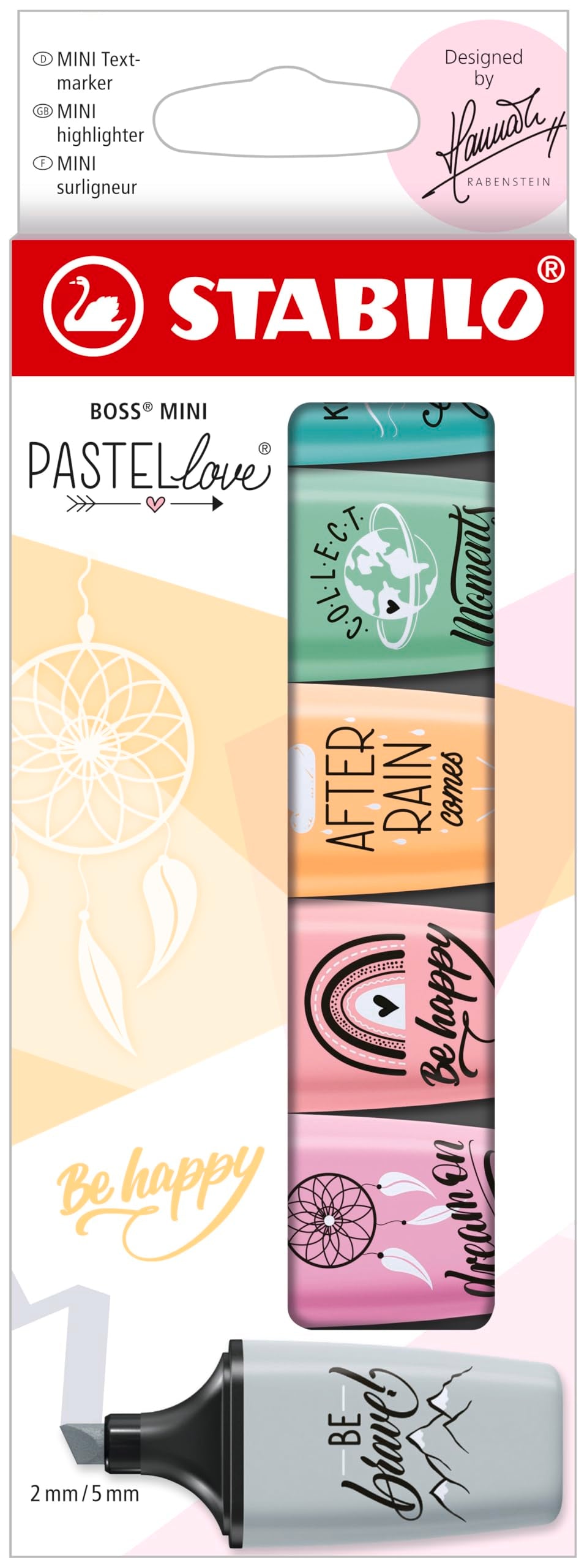 Stabilo BOSS Mini Pastellove, 6-Color II Highlighter Set, 6er Pack, Multi