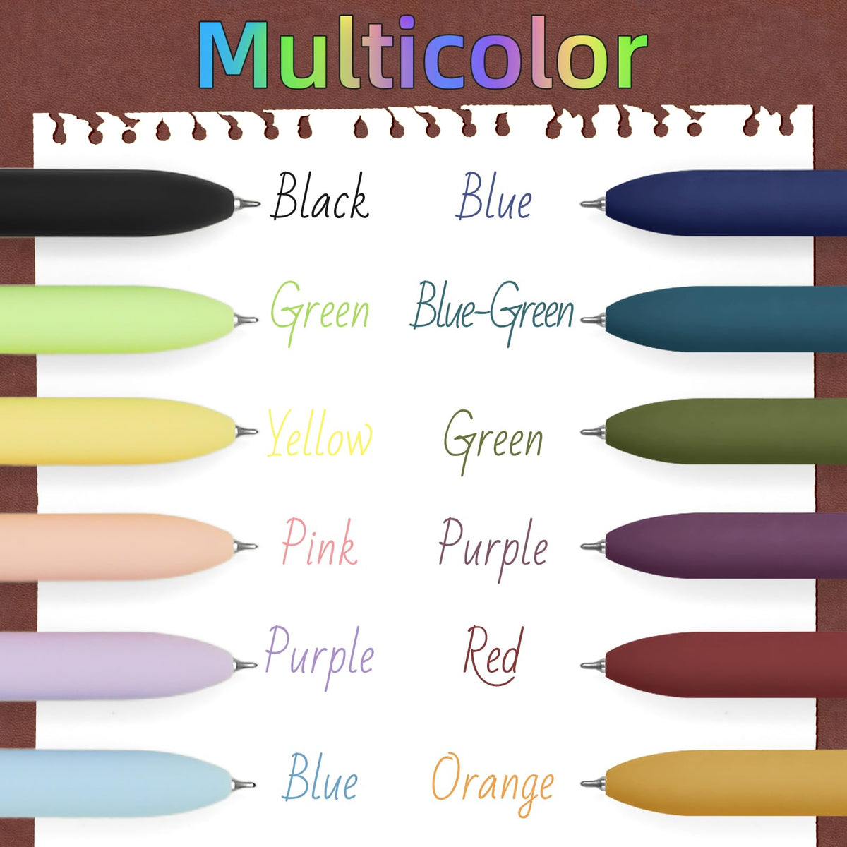 UIXJODO Colored Pens, 12 Pcs Colorful Pens Fine Point Smooth Writing Pen, 0.5mm Colored Ink Gel Pen