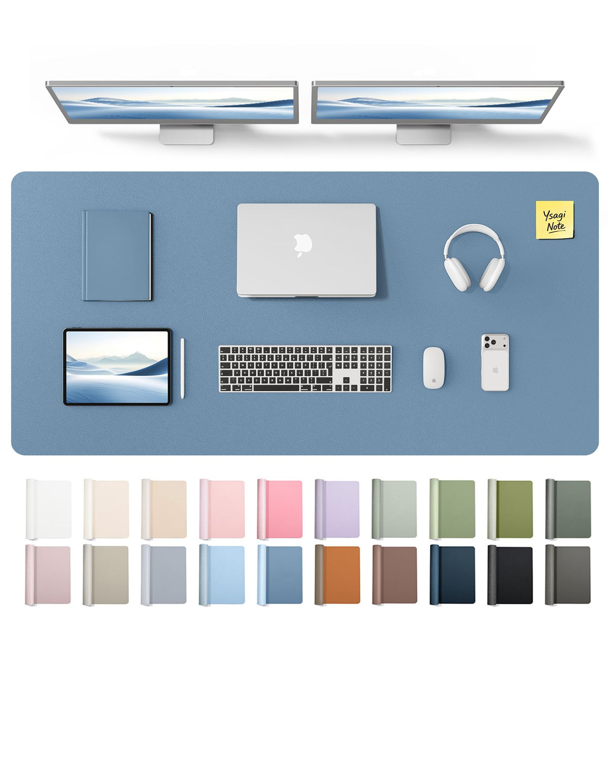 YSAGi Leather Desk Pad Protector, Office Desk Mat, Large Mouse Pad, Non-Slip PU Leather Desk