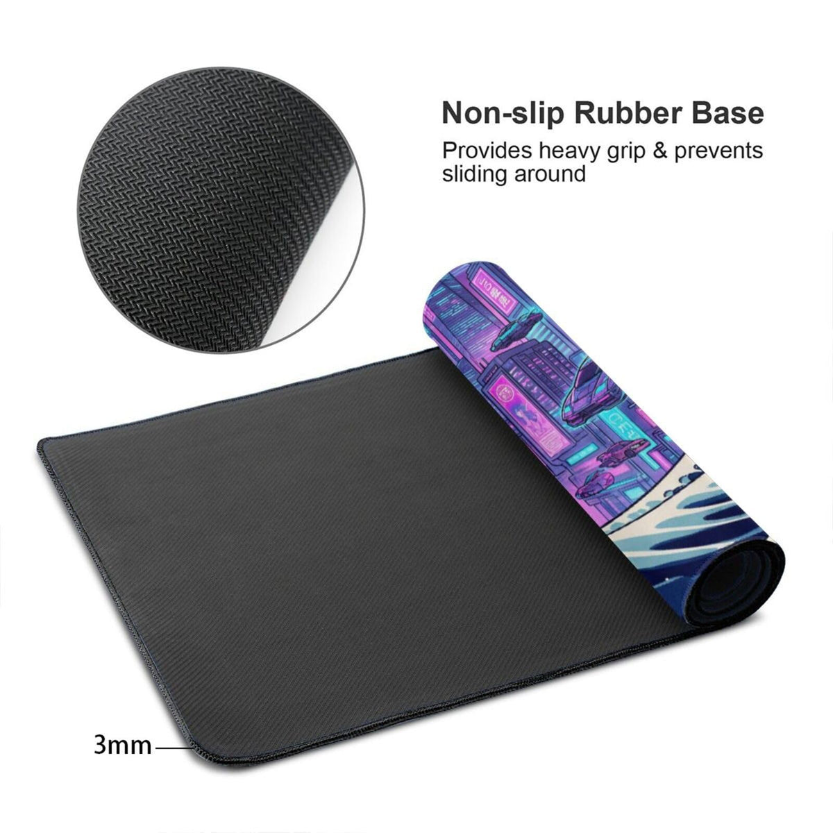 XXL Gaming Mouse Pad 31.5x15.7 Inch,Cyberpunk Neon Japanese Wave Desk Mat