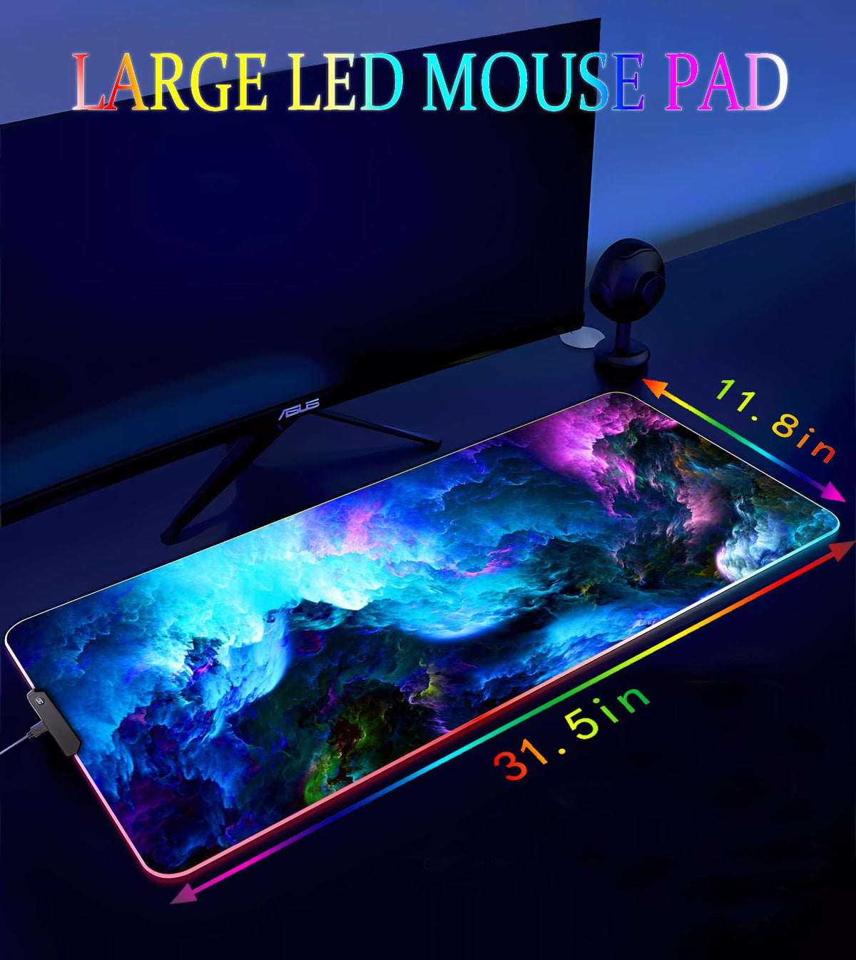 Armanza RGB Gaming Mouse Pad, Large Mousepad with Led Light, Keyboard Pad Gaming Accessories for
