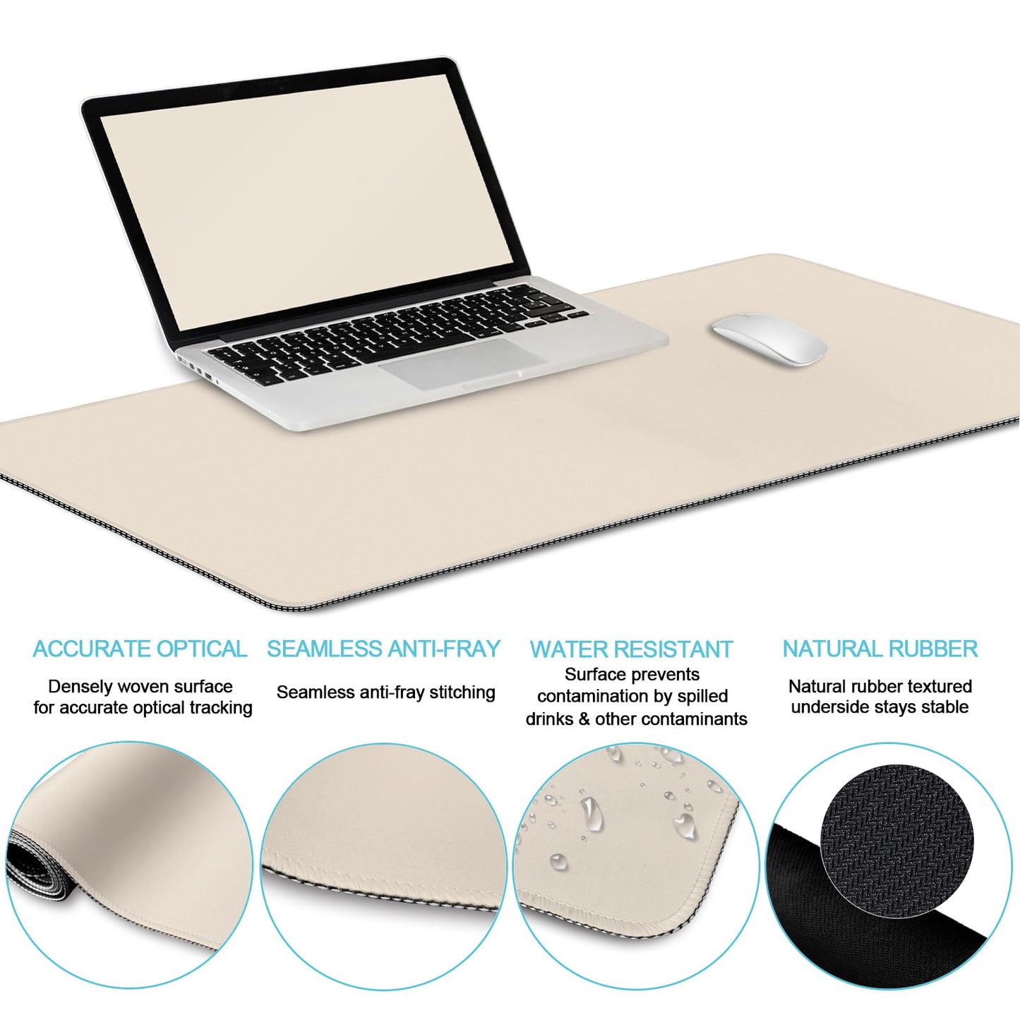 LIMKRIAN Oatmeal Beige Desk Mat Set, Large Mouse Pad & Keyboard Wrist Rest