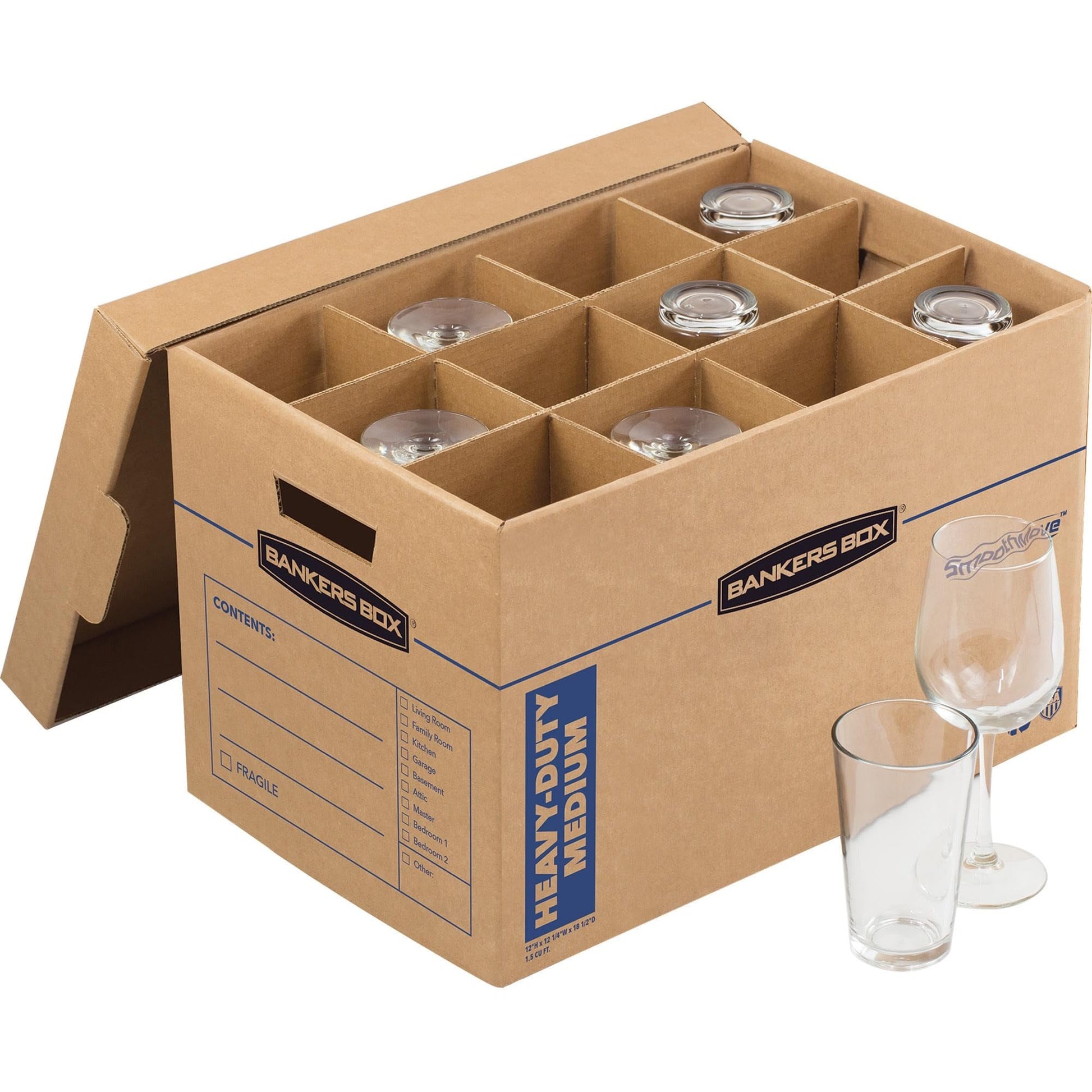 Bankers Box Kitchen Kit Moving Box 1 Pack, Dividers and Cushions, Reinforced Handles, Tape-Free