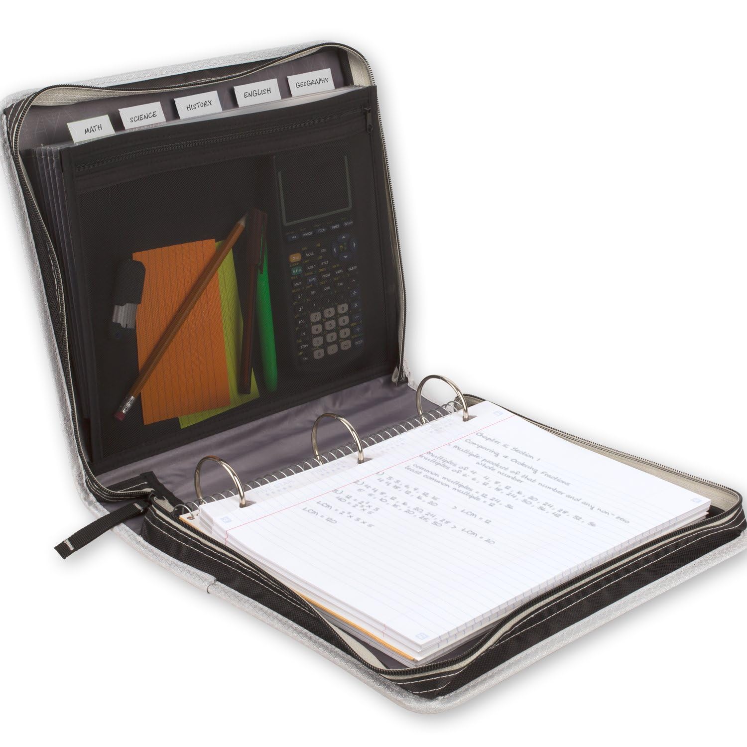 Five Star Zipper Binder, 2 Inch 3-Ring Binder with Round Rings, Expansion Panel and 5-Tab Expanding