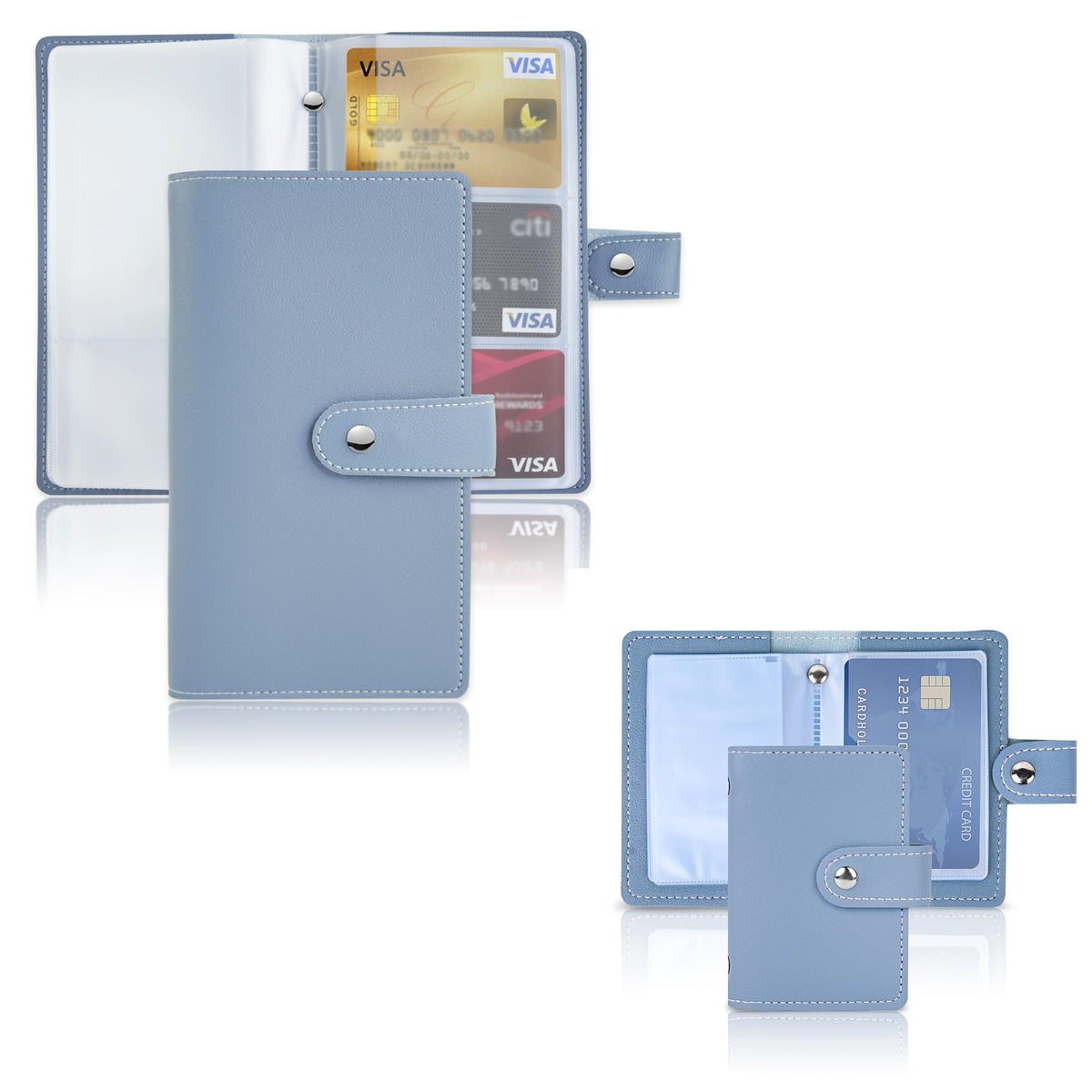 lizimandu 2 Pieces Business Card Holder, PU Leather Business Card Case Pocket Business Name Card