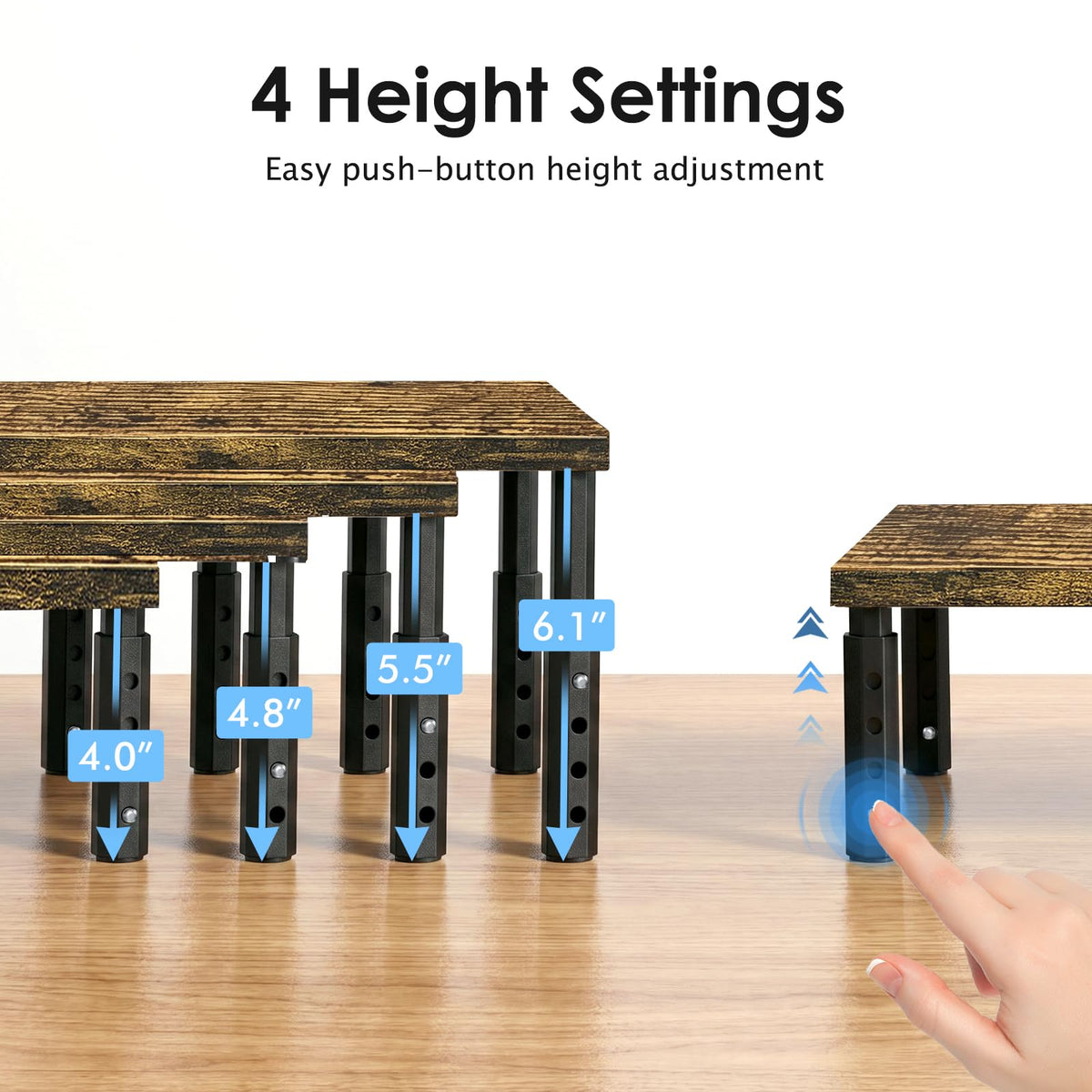 ECOLOVI Adjustable Wood Computer Monitor Stand Riser, Office Desk Organizer and Accessories for