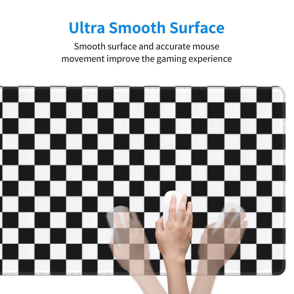 Black and Wite Checkerboard Mouse Pad Extended Large Gaming Mouse Pad XL Stitched Edges for Gamer