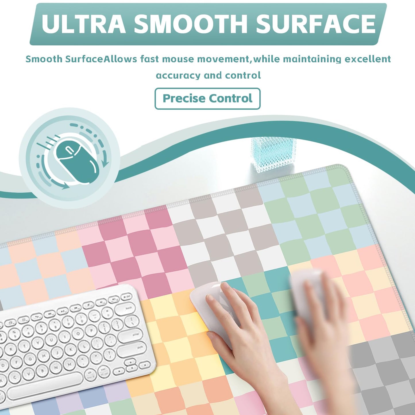 Baziabbo Checkered Desk Mat,XXL Extended Big Mouse Pad,Gaming Mousepad with Stitched Edge,Non-Slip
