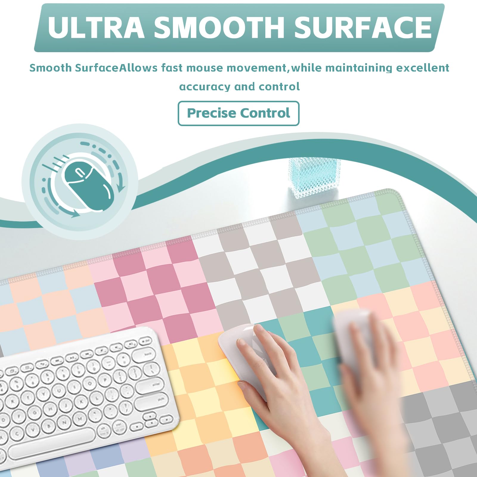 Baziabbo Checkered Desk Mat,XXL Extended Big Mouse Pad,Gaming Mousepad with Stitched Edge,Non-Slip