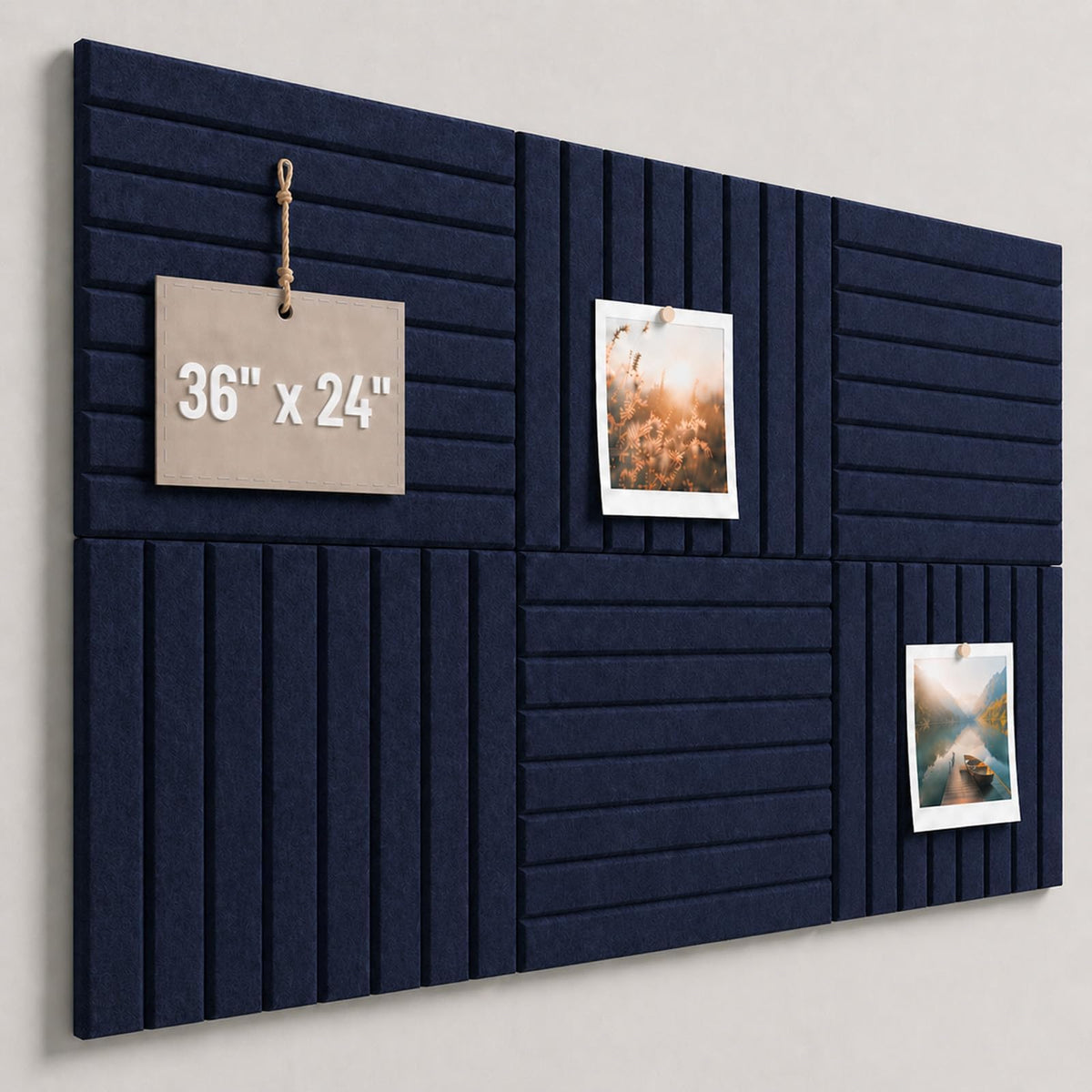 Baysola Stripe Felt Bulletin Board Tiles, Cork Board Alternative 24 x 36 in