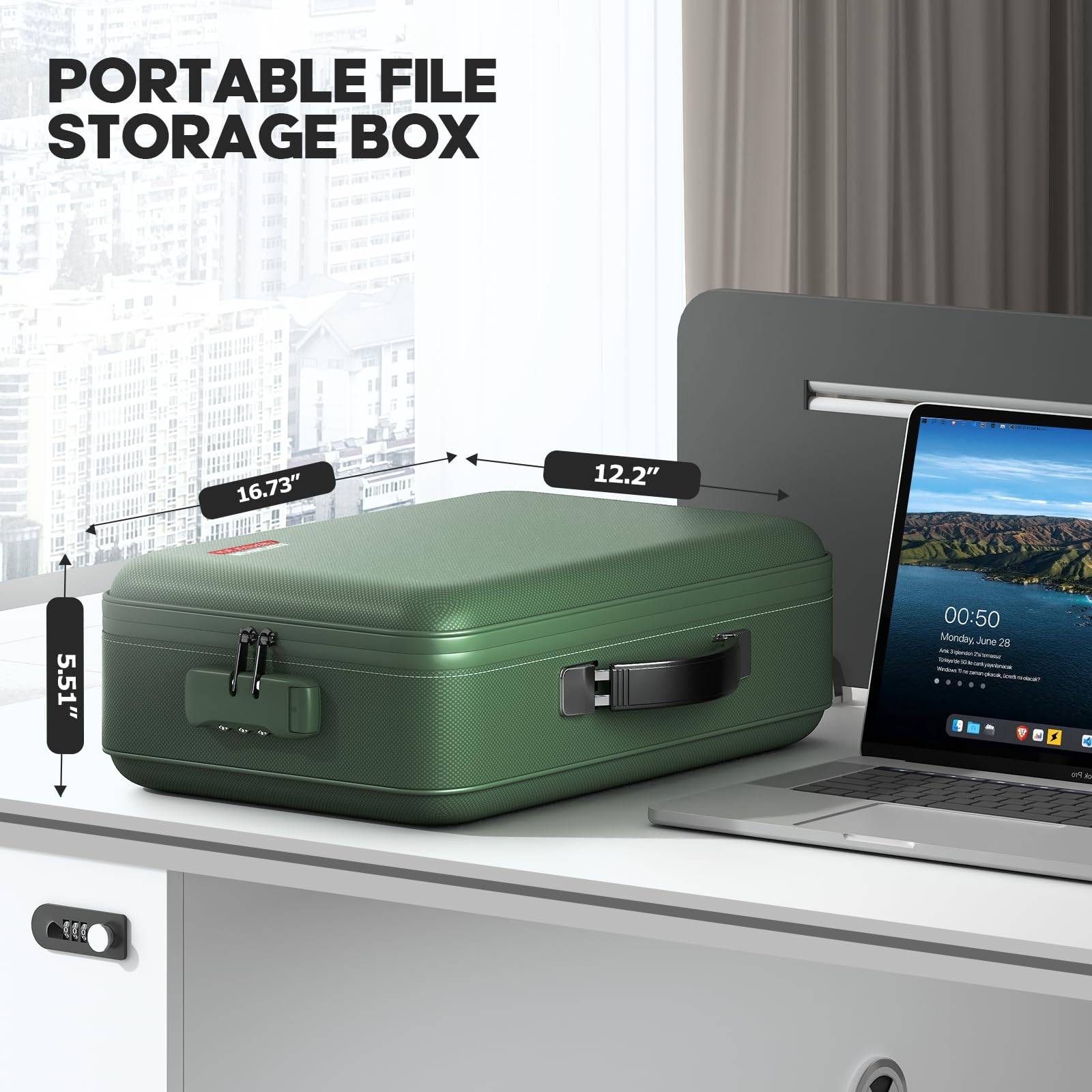 BigPonPon Fireproof Document Box, Hard Case Highly Flame-Resistant Fire Proof Waterproof File