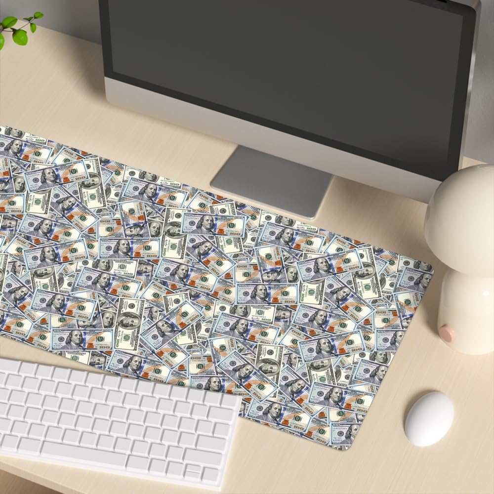 Reateforin Funny 100 Dollar Bills Money Gaming Mouse Pad Hundreds of US Dollar Currency Non-Slip