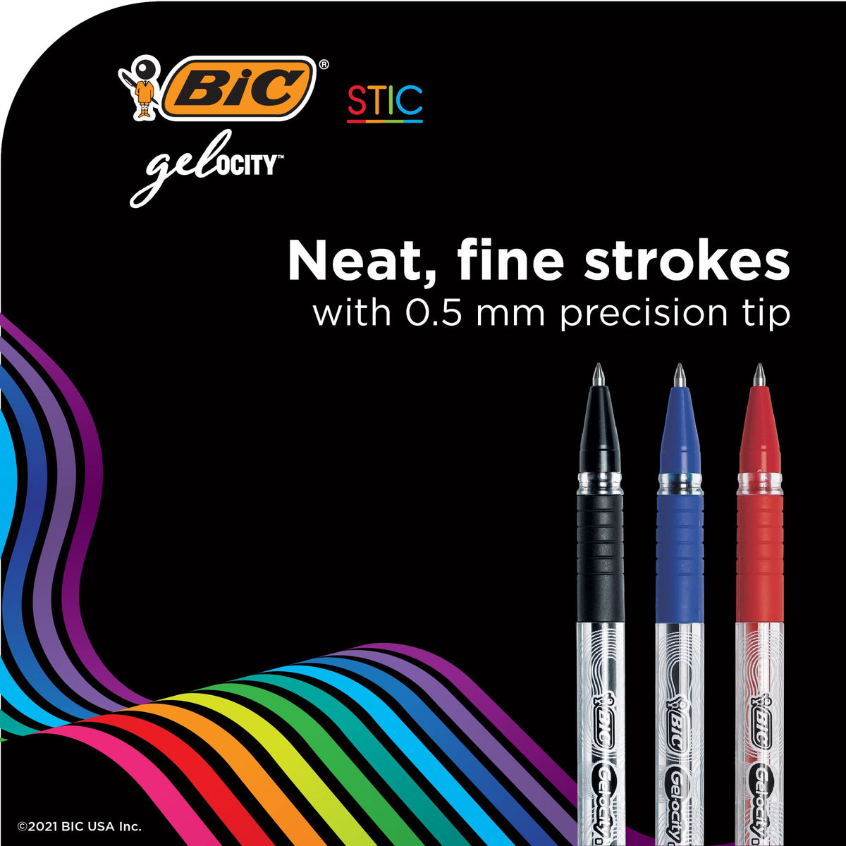 BIC Gel-ocity Smooth Stic Gel Pens, 42-Count, Medium Point, 0.7mm