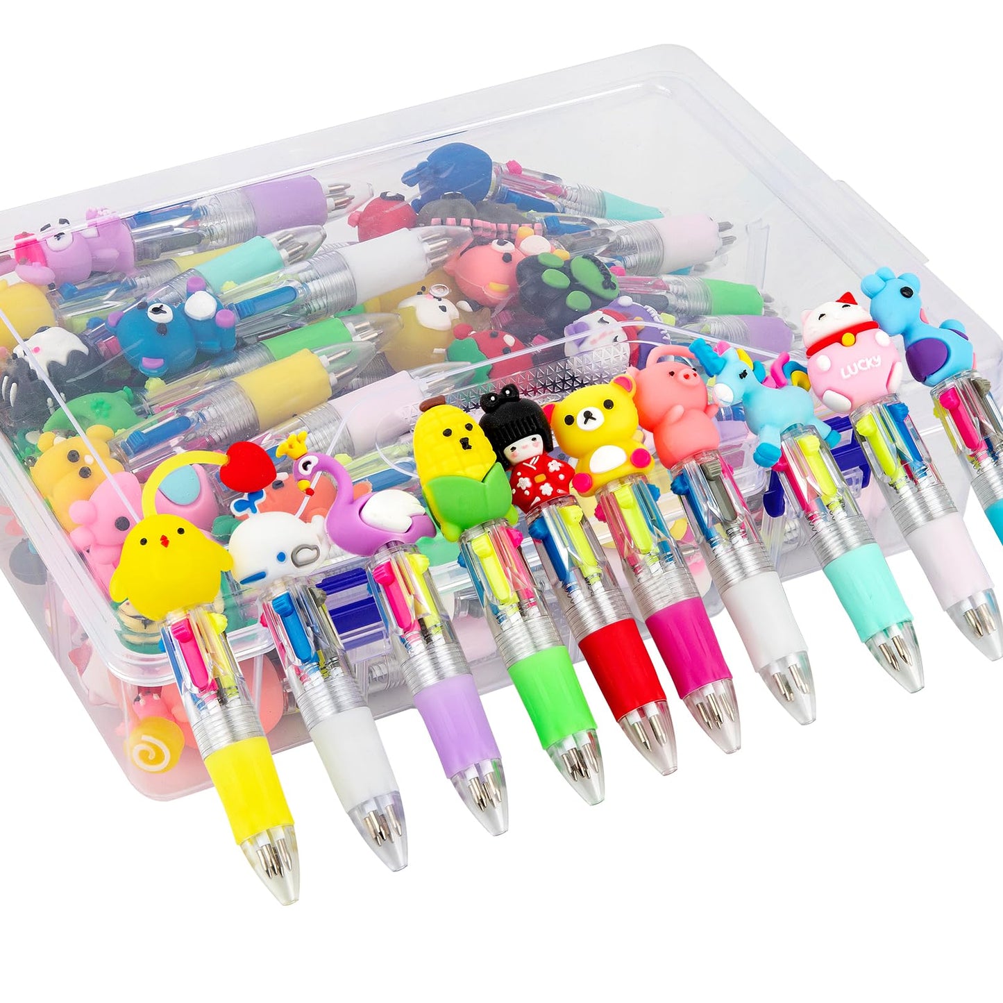 60-Pack Mini 4-in-1 Multicolor Ballpoint Pens for Kids, Bulk Party Favors