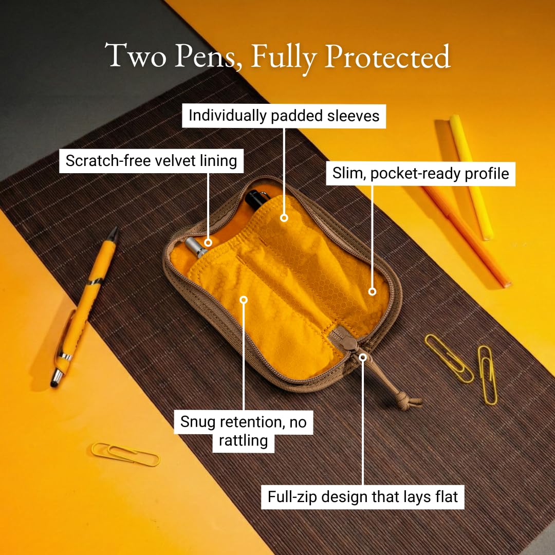 LOCHBY® Duo Pen Pouch | Slim and Elegant Pen Pouch, Durable Waxed Canvas, Lightly Padded for
