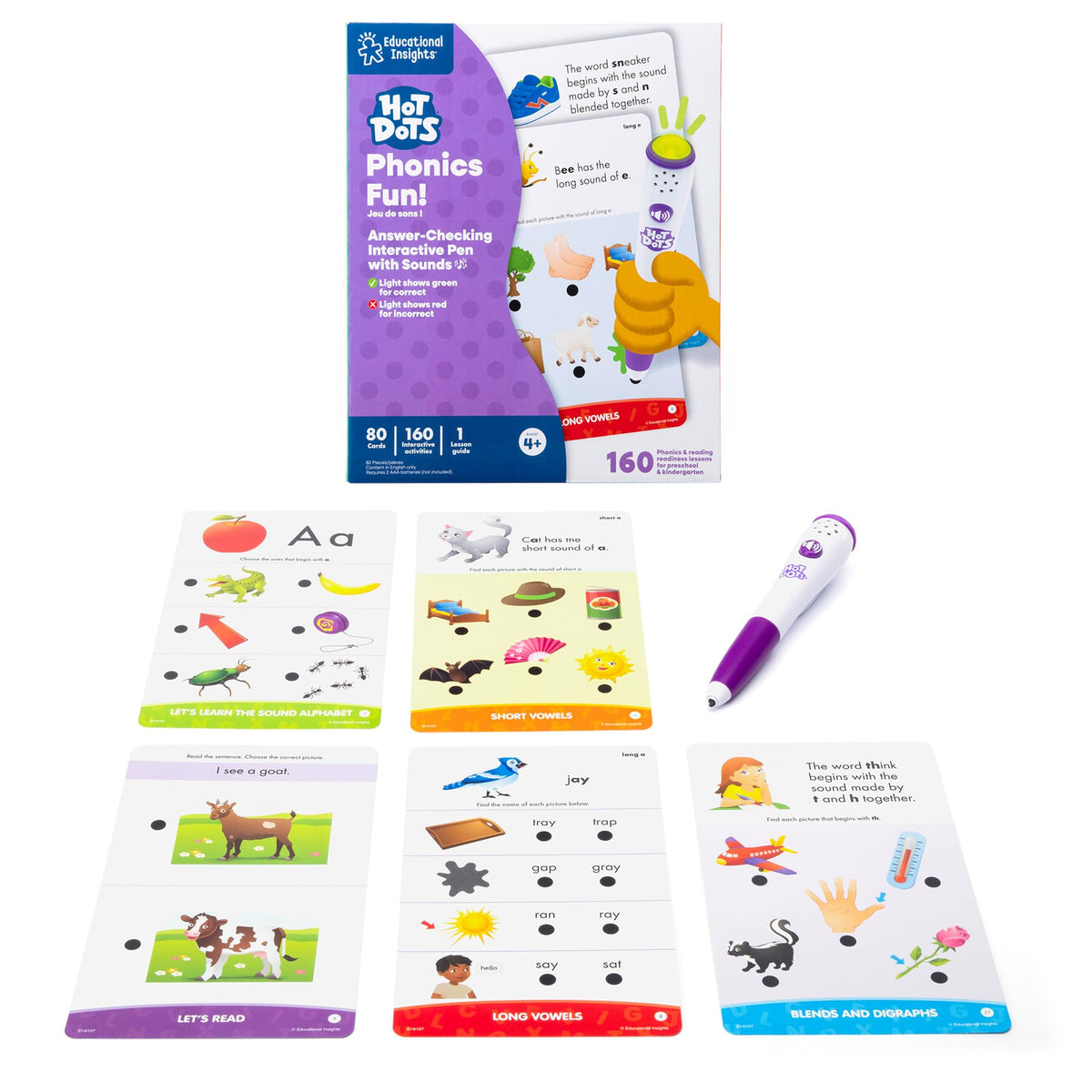 Educational Insights Hot Dots Phonics Fun Set - Preschool and Kindergarten Flash Cards Compatible