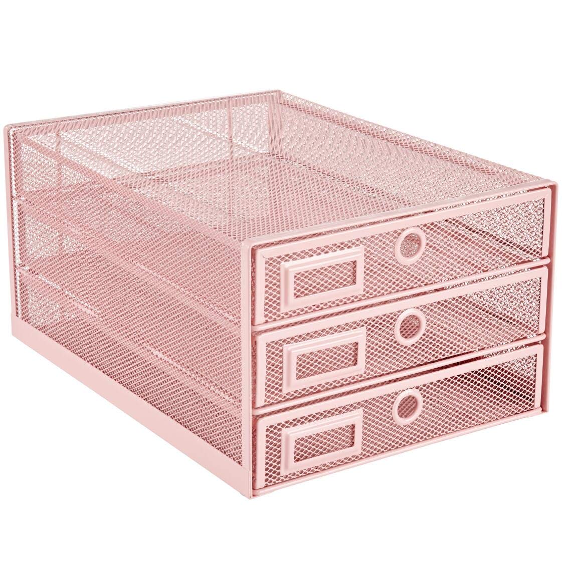 Annova Desk Organizer Wire Mesh 3 Tier Sliding Drawers Paper Sorter/Multifunctional/Premium Solid