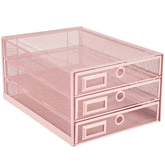 Annova Desk Organizer Wire Mesh 3 Tier Sliding Drawers Paper Sorter/Multifunctional/Premium Solid