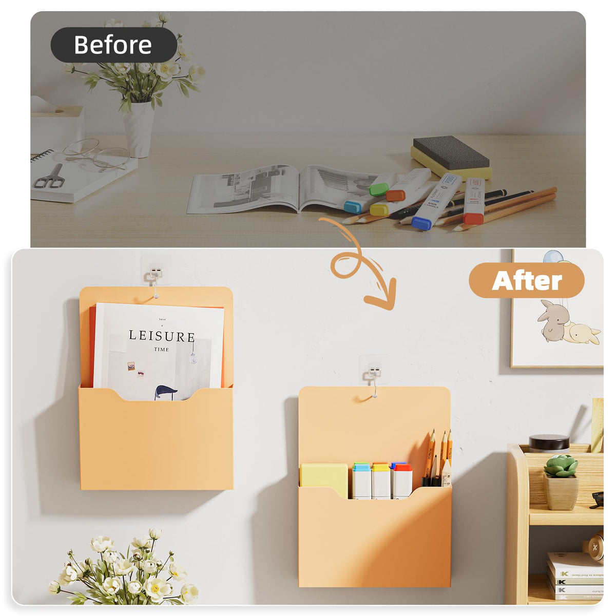 Marbrasse Magnetic File Holder - Magnetic Paper Holder, Pocket Organizer Office Supplies Storage