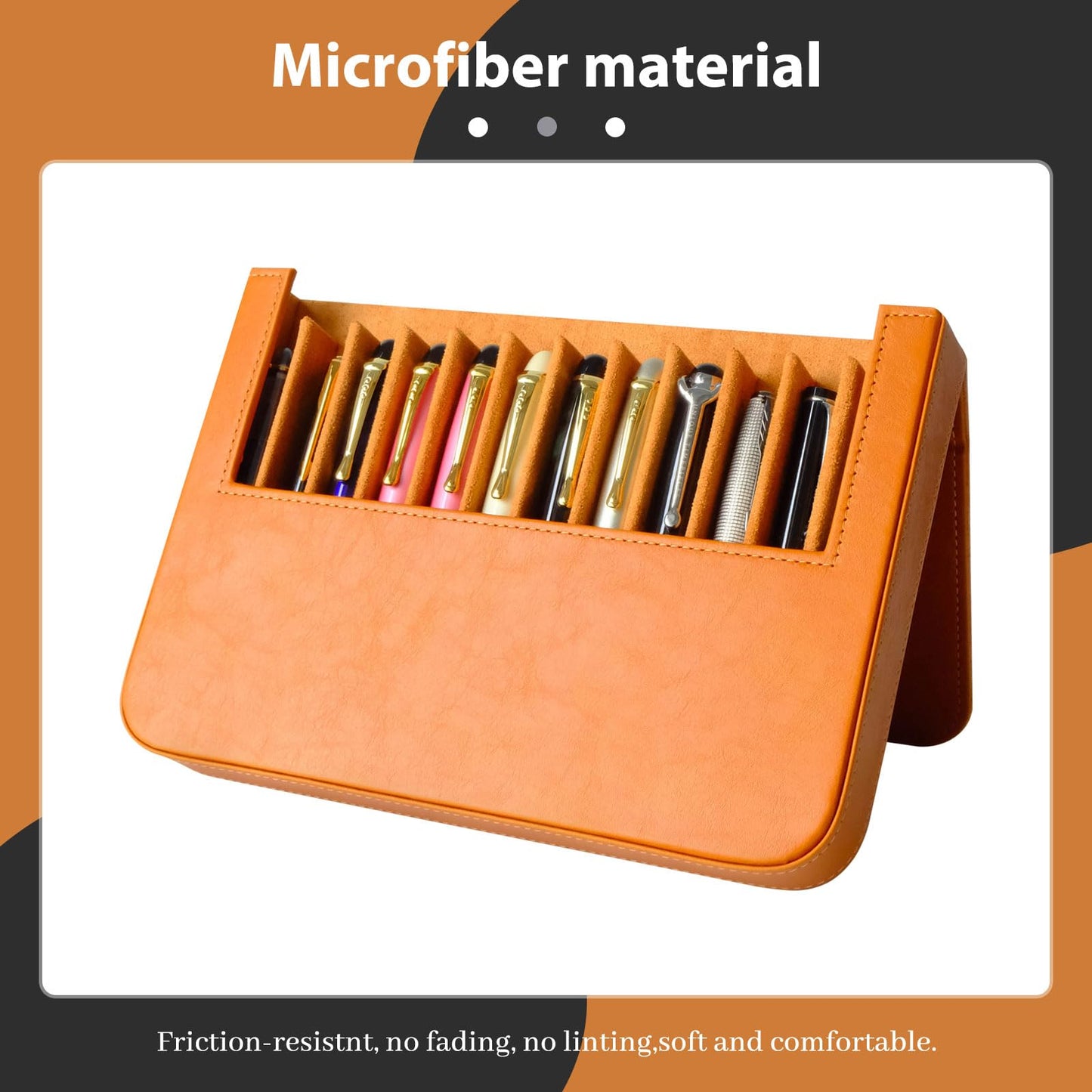 MIVLXLX 12 Slot Fountain Pen Case, Handmade Magnetic,Christmas Gift (brown)