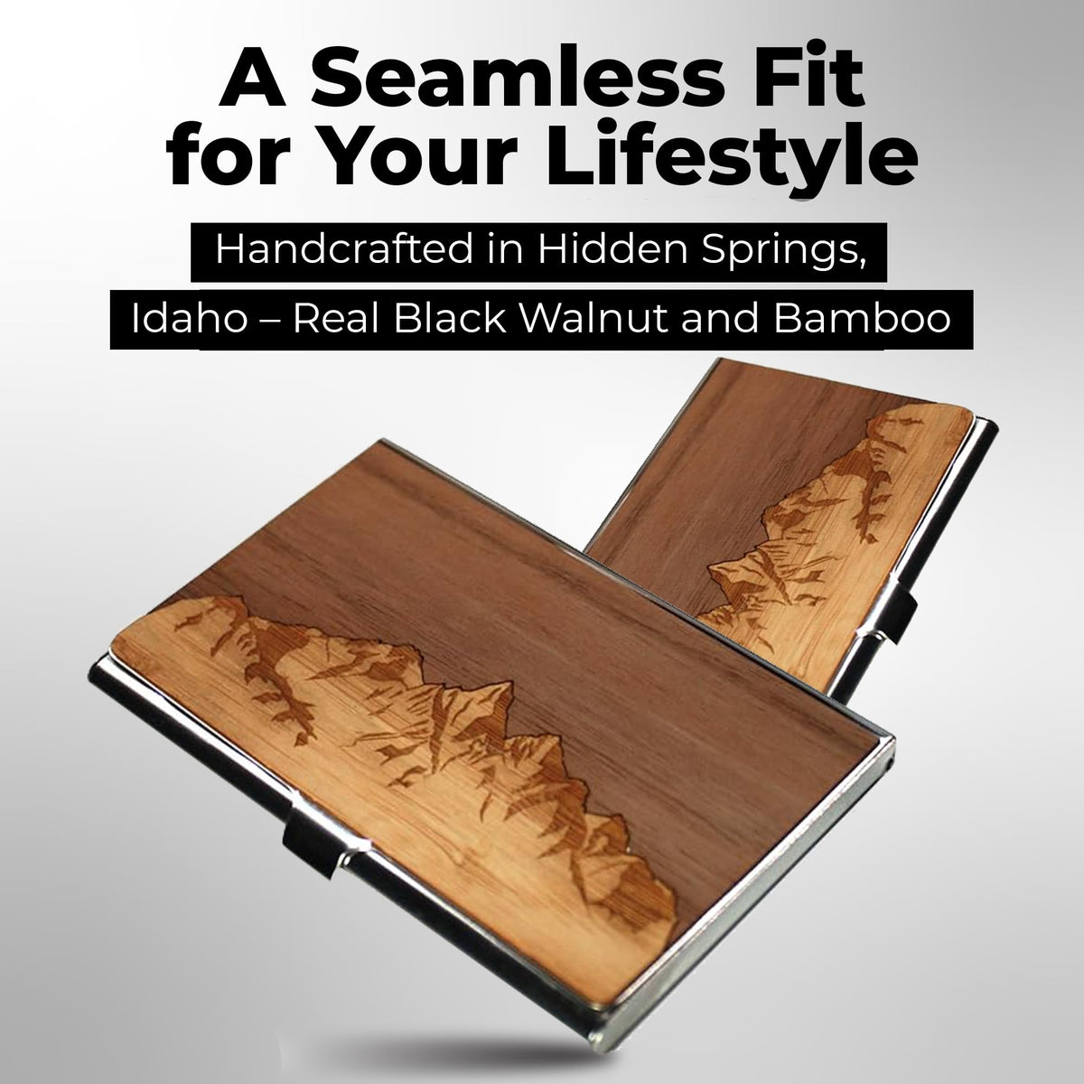WUDN Handcrafted Wooden Business Card Holder Wallet For Men and Women | Holds Up to 20-25 B-Cards