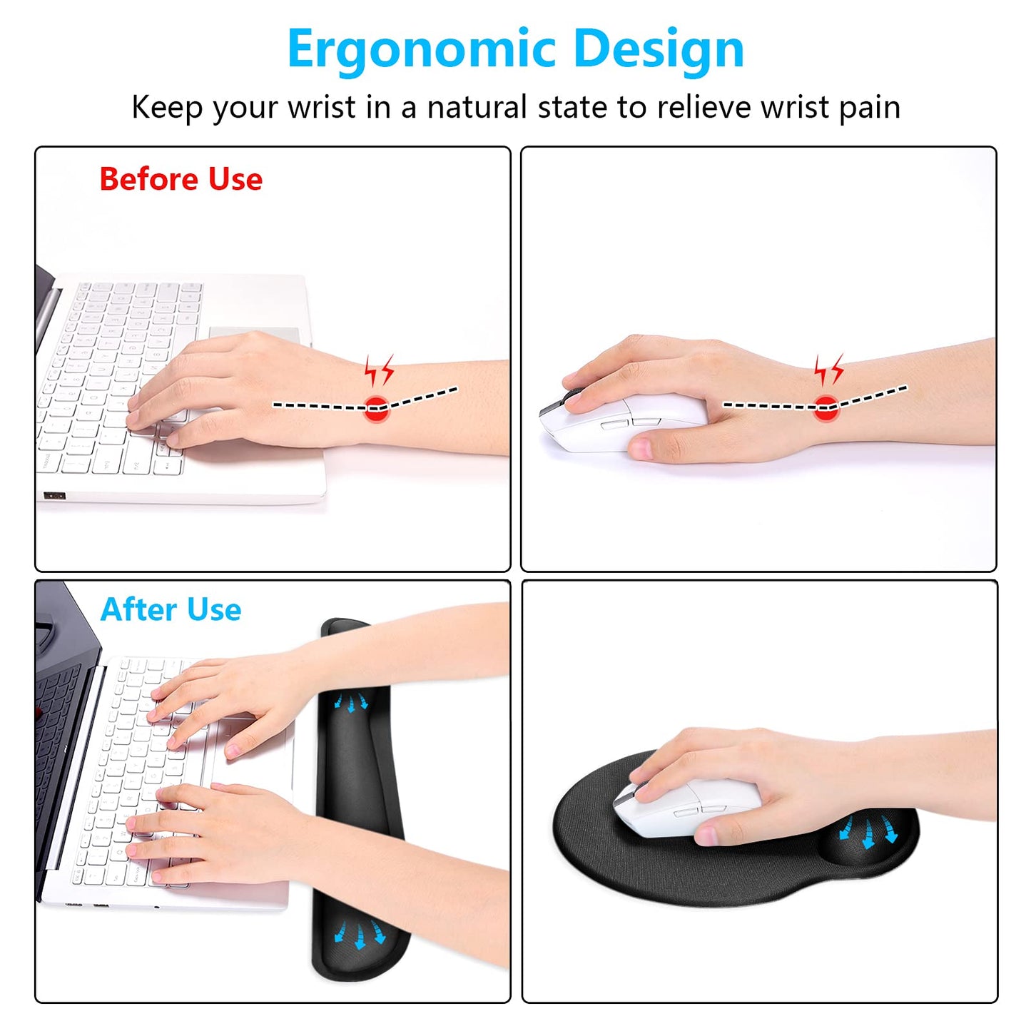 Dapesuom Keyboard Wrist Rest and Mouse Pad with Wrist Support, Memory Foam Cushion for Keyboard and