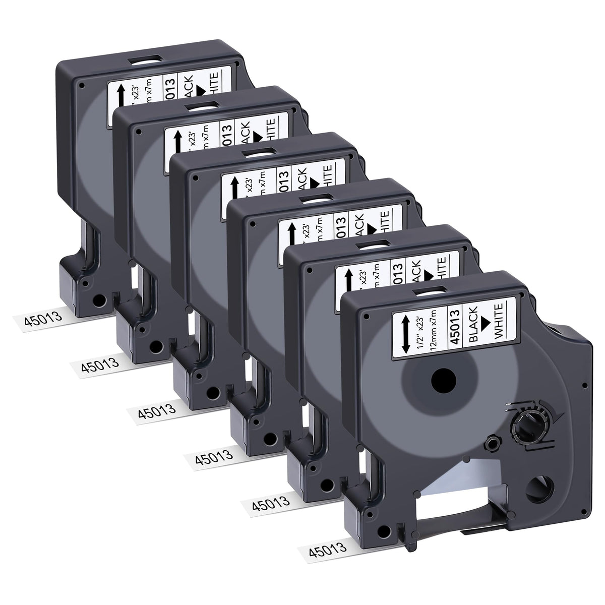 6-Pack Dymo D1 Label Tape 45013 Black on White 1/2 Inch x 23 Feet Compatible for DYMO LabelManager