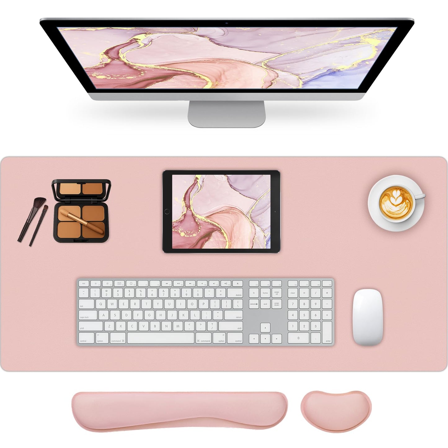 Meetcolor Desk Mat Set,3-in-1 Mouse Pad with Wrist Rest and Keyboard Pad