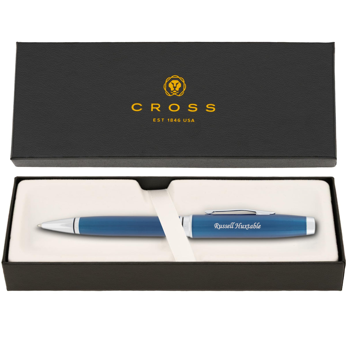 Cross Coventry Personalized Ballpoint Pen in Blue Lacquer with Chrome Trim