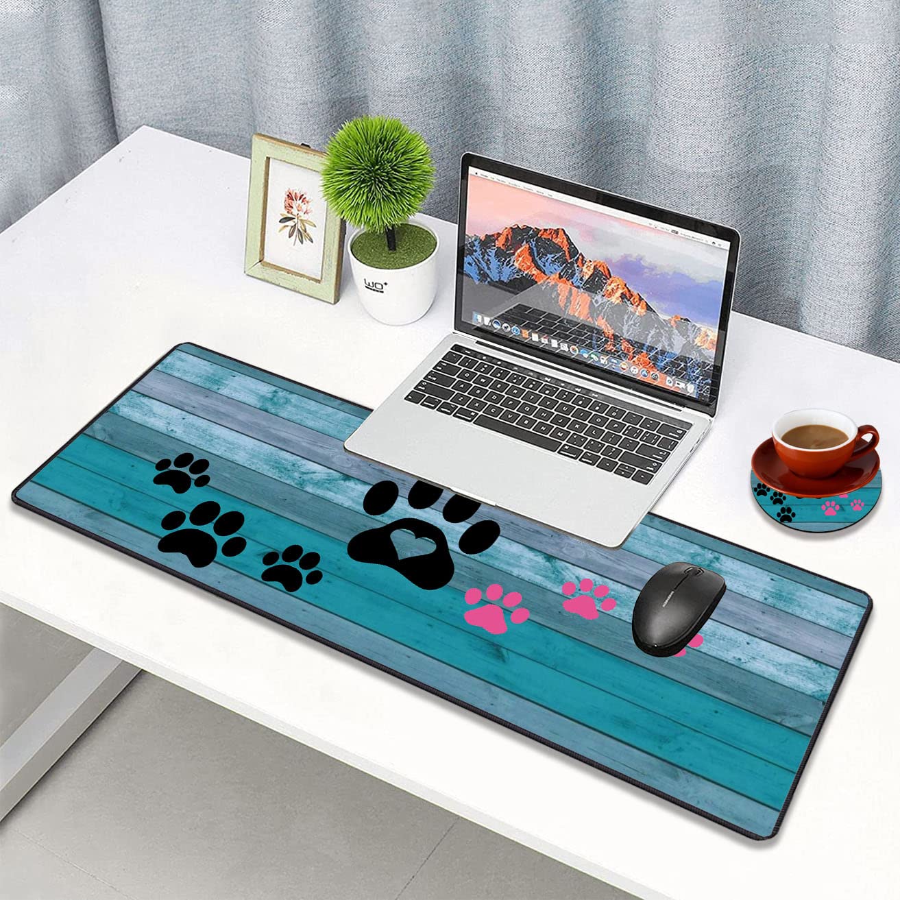 Extended Gaming Mouse Pad with Stitched Edges, Large Anti-Slip Mouse Pad (31.5x11.8 Inches) Desk