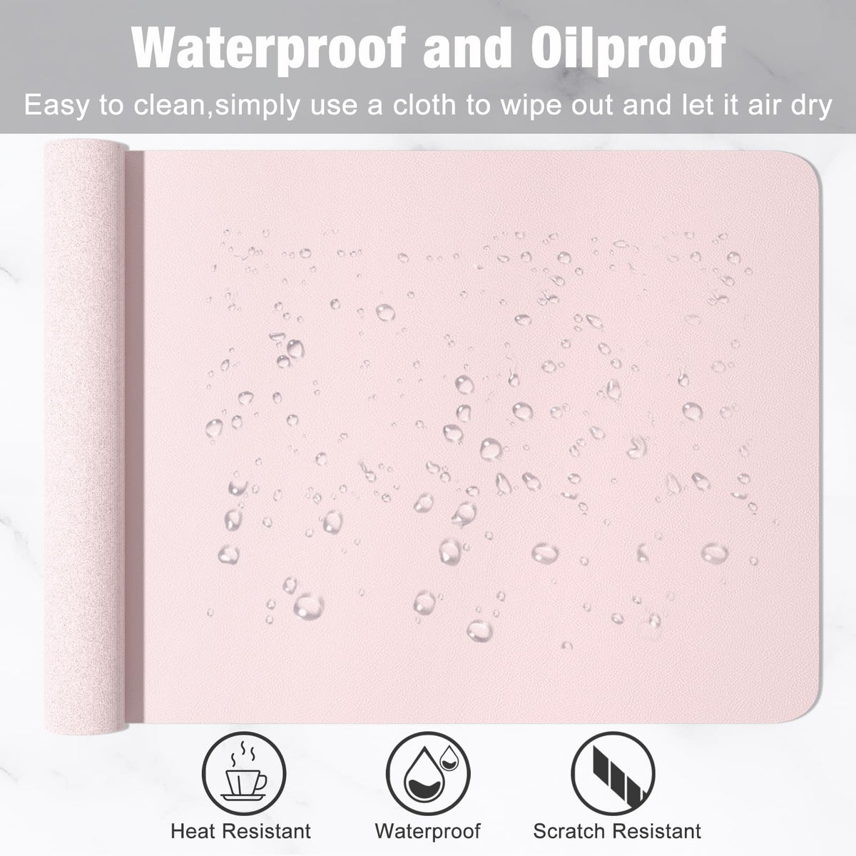 Hsurbtra Desk Pad, 48" x 17" PU Leather Desk Mat, XXXL Extended Mouse Pad, Waterproof Desktop