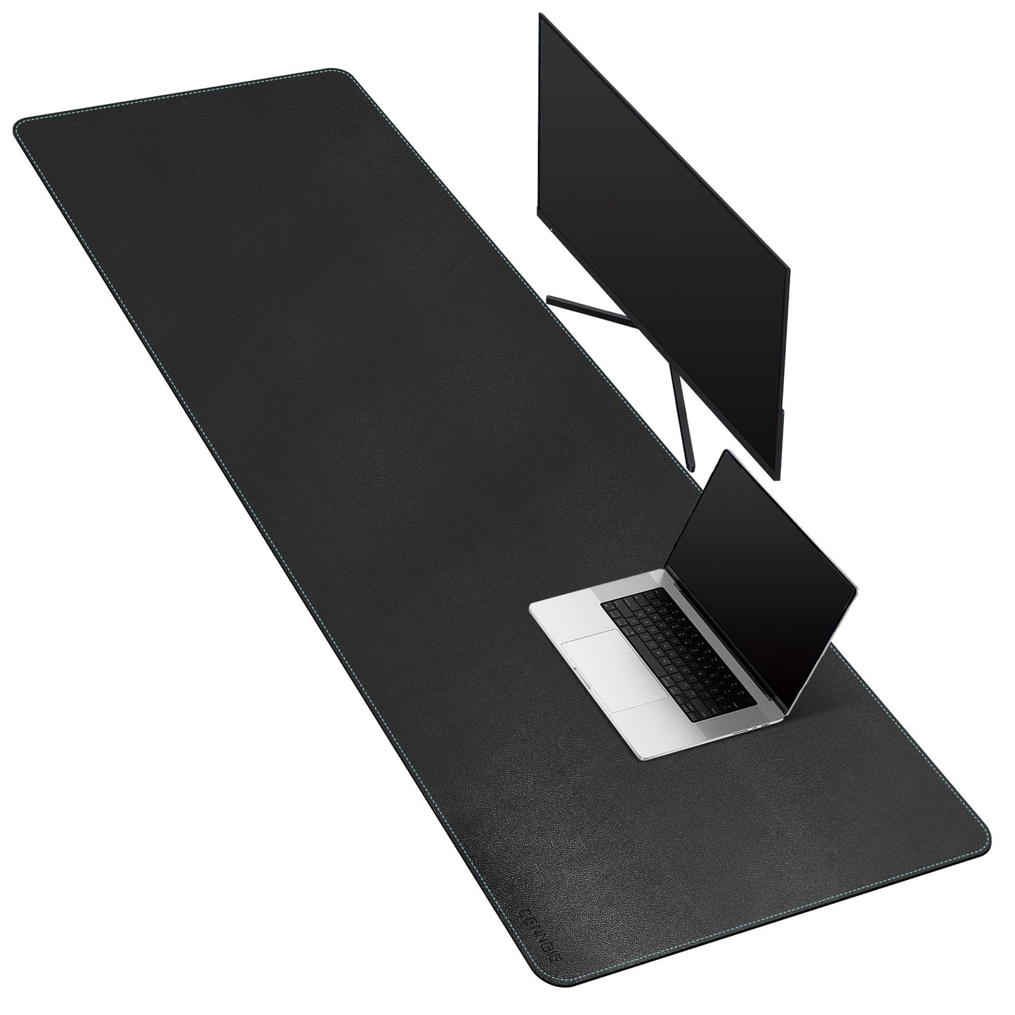 CENNBIE Leather Desk Mat Large, 63" x 19.6" Desk Pad Protector(Black)