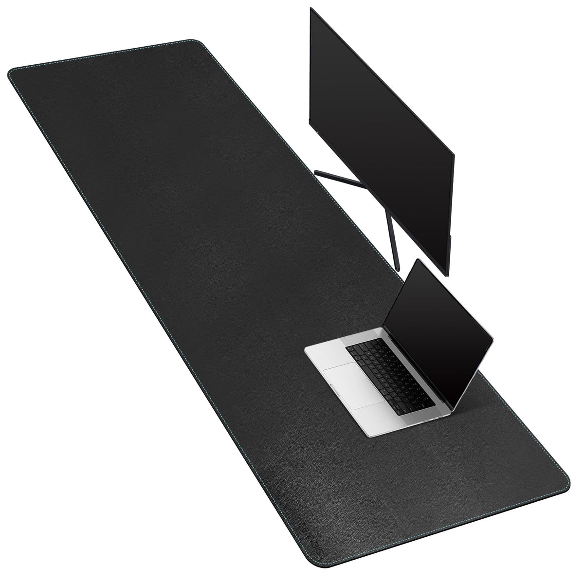 CENNBIE Leather Desk Mat Large, 63" x 19.6" Desk Pad Protector(Black)